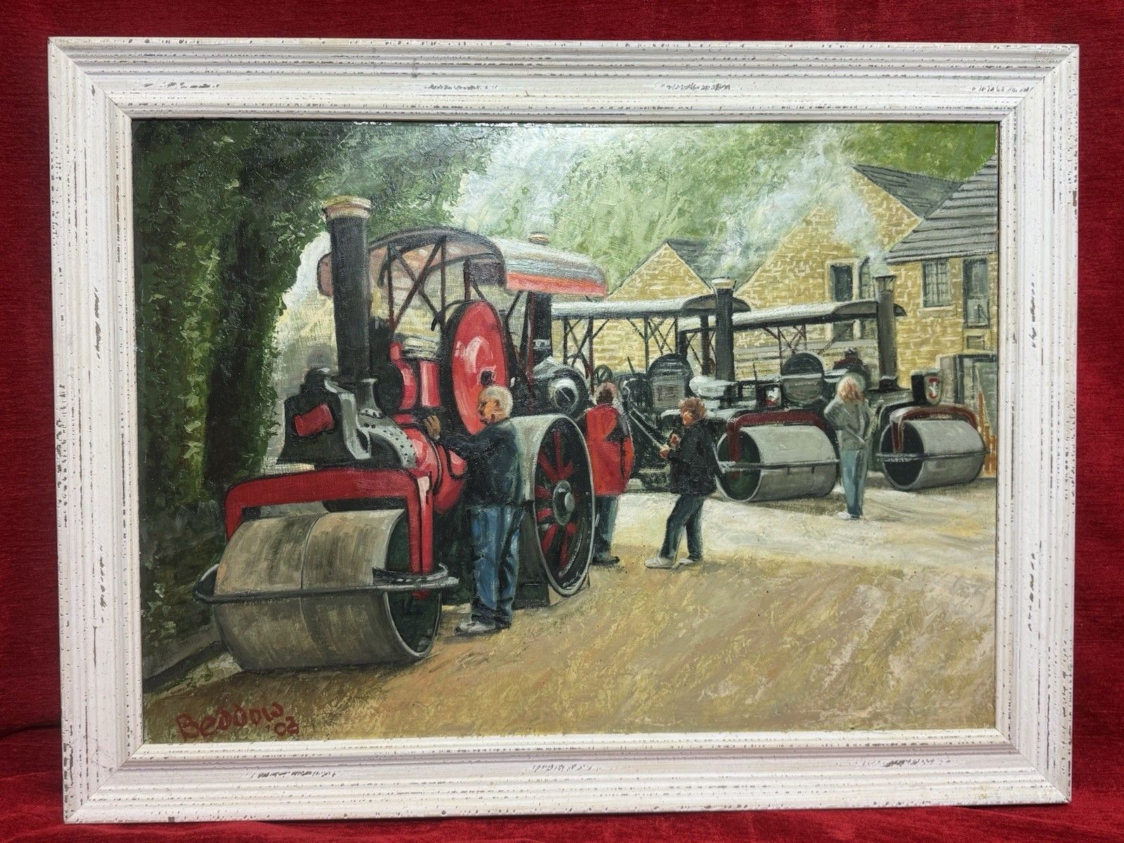 21stc Steam Locomotive Rally & Enthusiasts Oil Painting On Board Signed Beddow