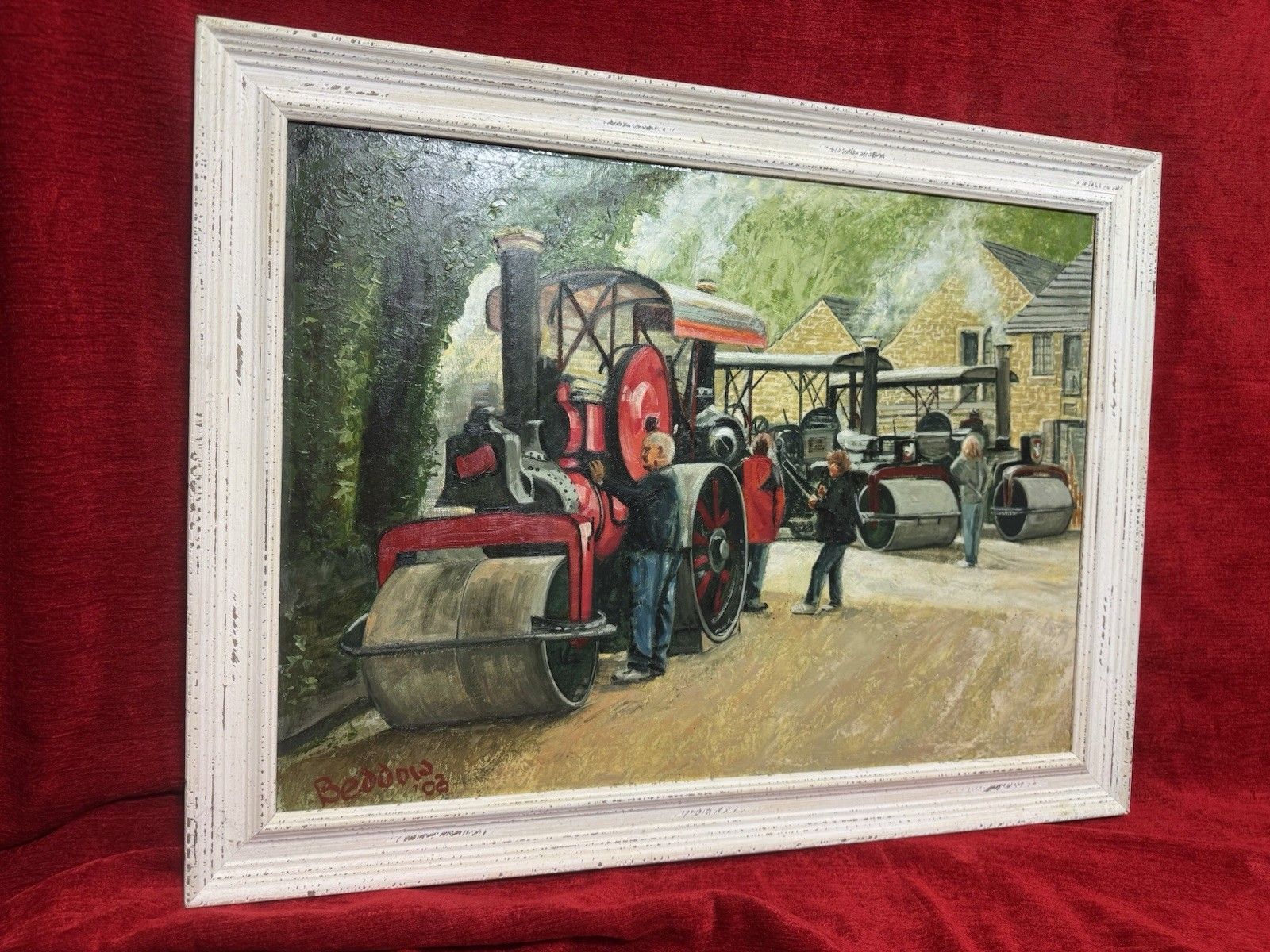 21stc Steam Locomotive Rally & Enthusiasts Oil Painting On Board Signed Beddow photo vinterior