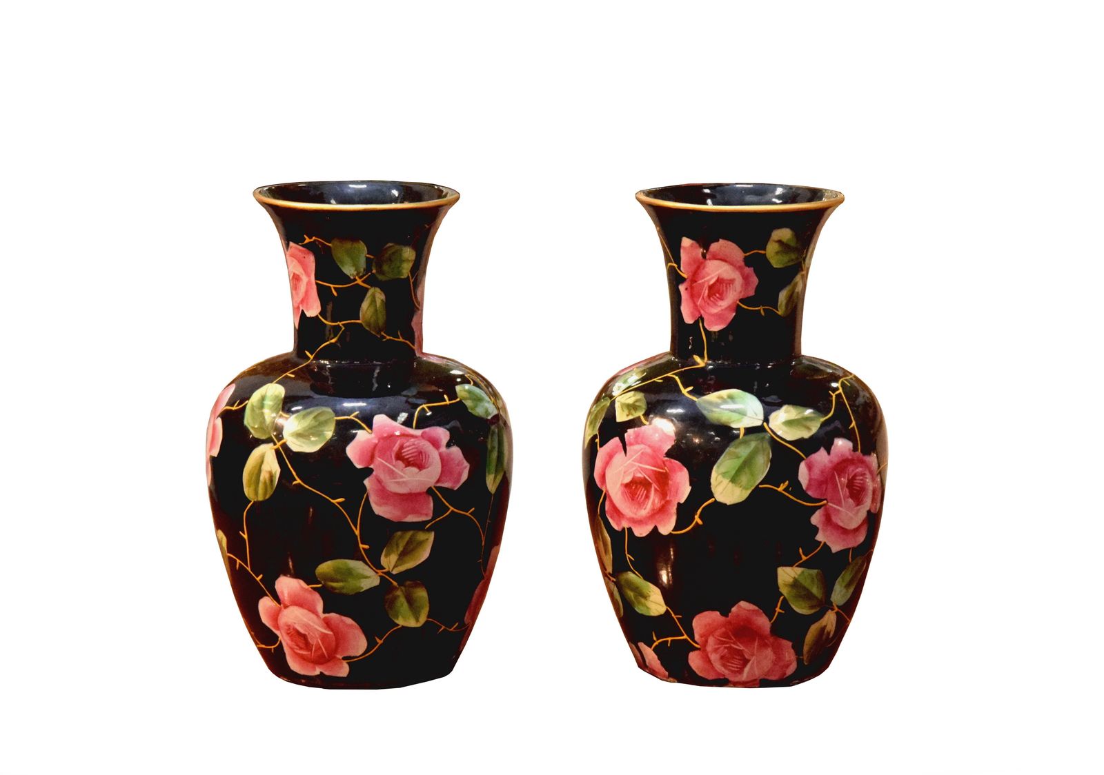 Lovely Early 1900s Hand Painted Rose Vases Made By T. Till (U.K)