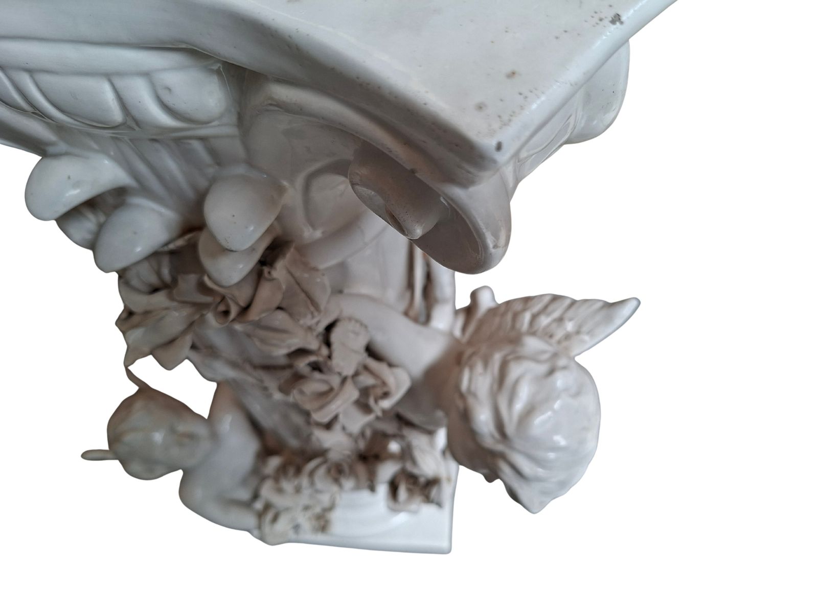 Elegante Colonna Con Angeli In Ceramica – Stile Neo Barocco (Anni '80) photo vinterior