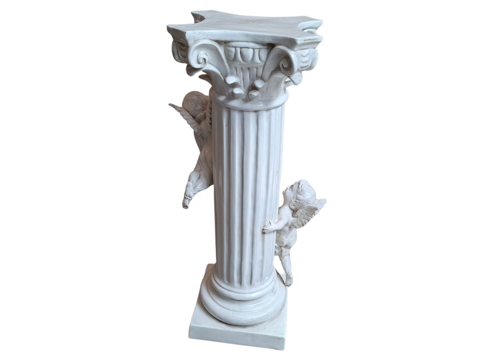 661.5 Elegante Colonna Con Angeli In Ceramica – Stile Neo Barocco (Anni '80) photo