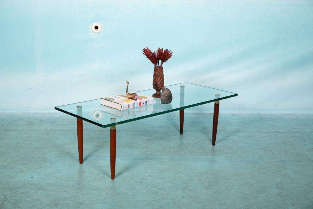 Vintage Coffee Table Glass Teak Brass, Midmod Coffee Table photo furniture