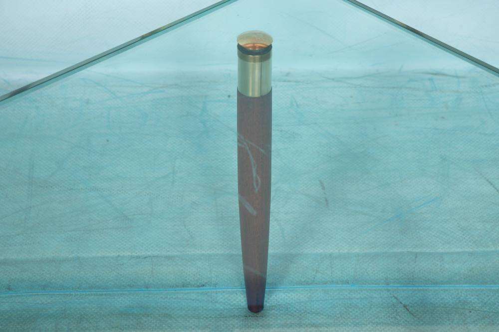 597.0 Vintage Coffee Table Glass Teak Brass, Midmod Coffee Table photo