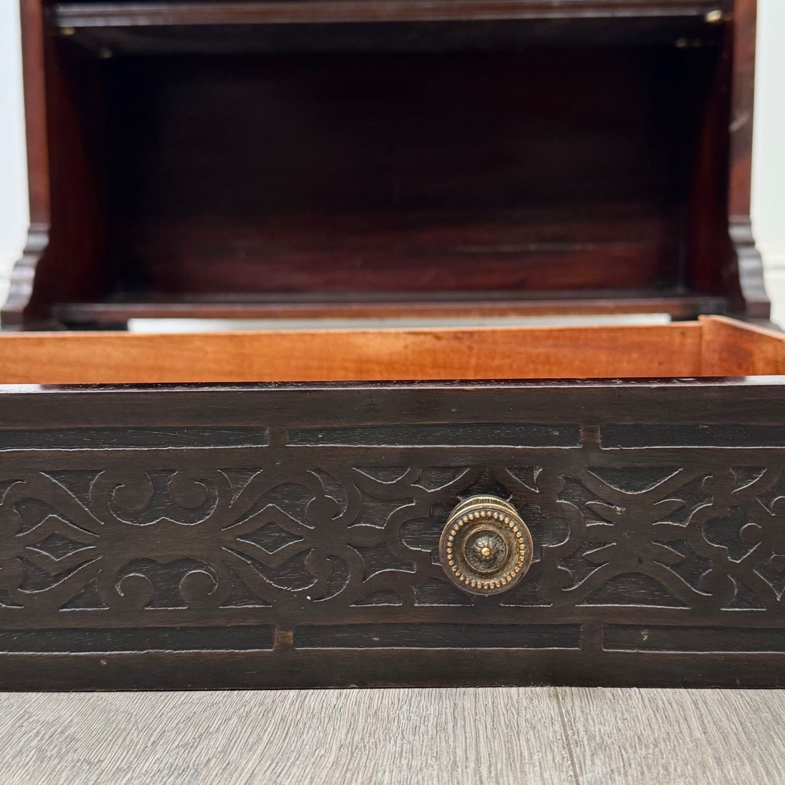 photo vinterior Antique 20th Century Chippendale Style Bureau In Mahogany ( Af 5617 )