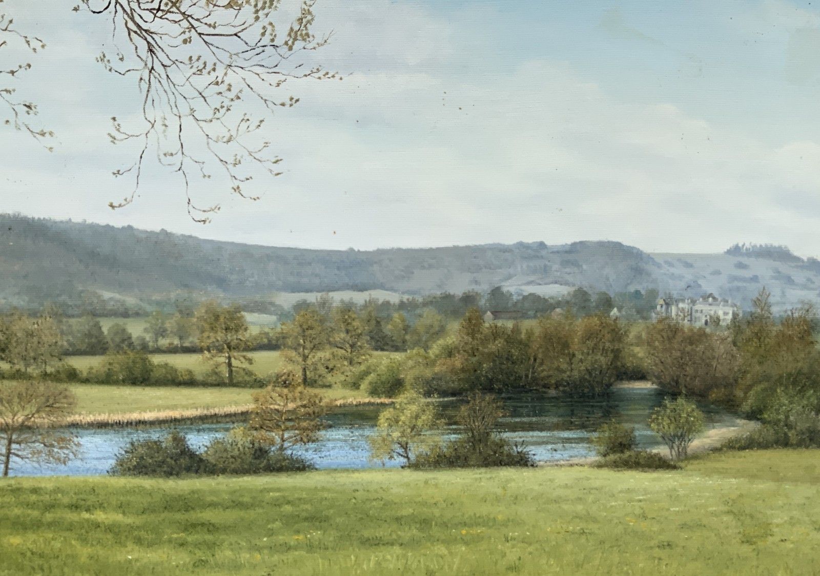 Beautiful English Countryside Landscape Oil Painting Signed Original photo for sale