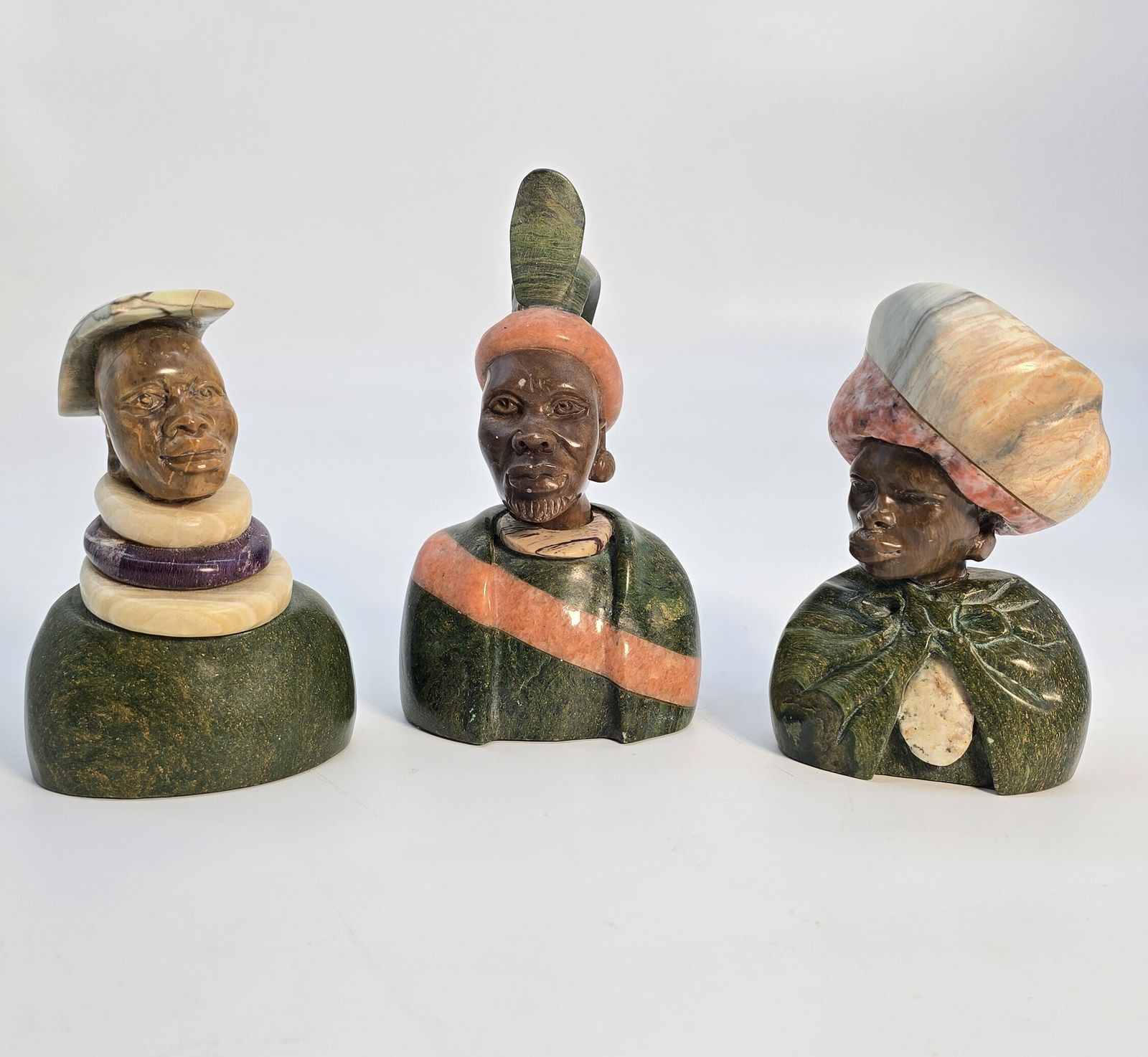 A Set Of Three African Carved Stone Portrait Busts Circa 1930 photo furniture