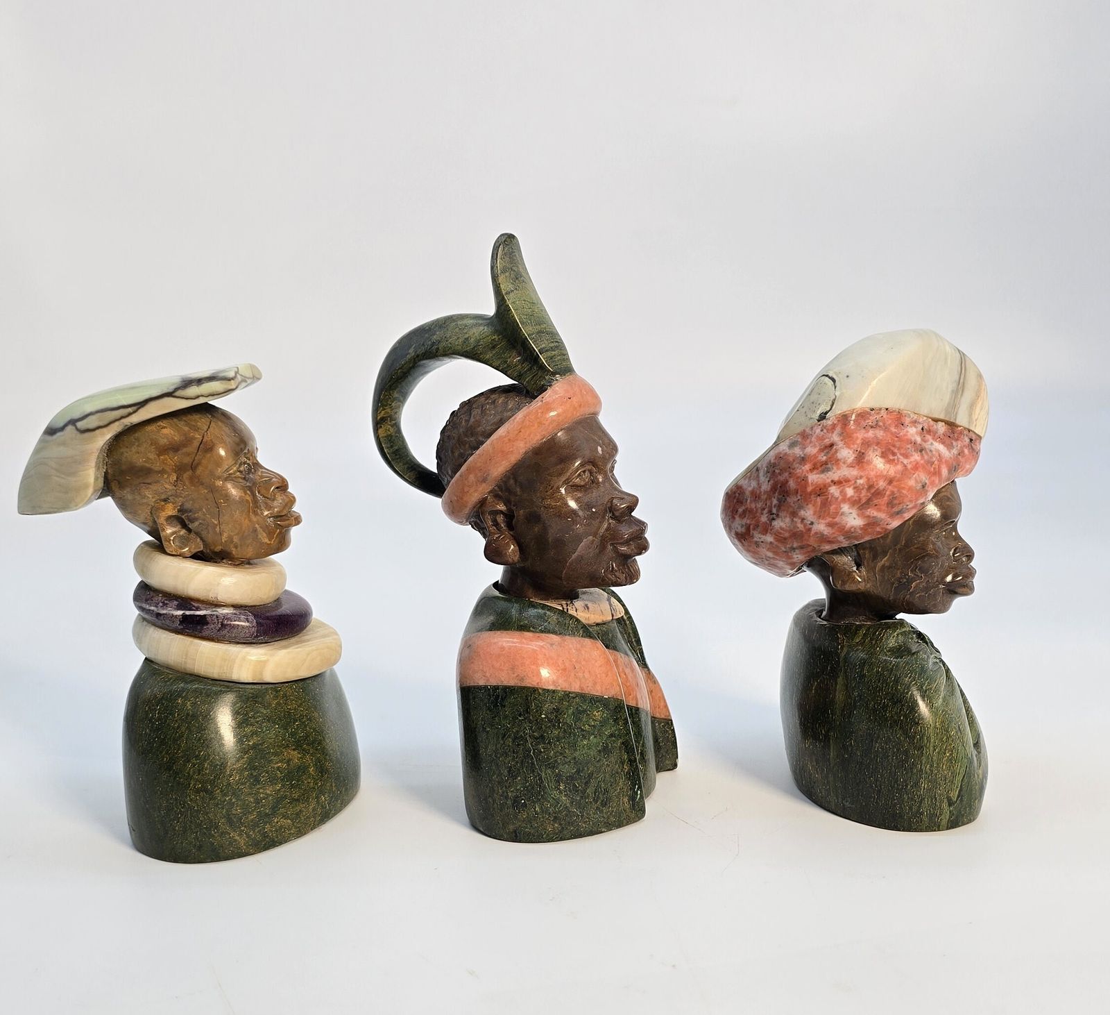A Set Of Three African Carved Stone Portrait Busts Circa 1930 photo 1033.0