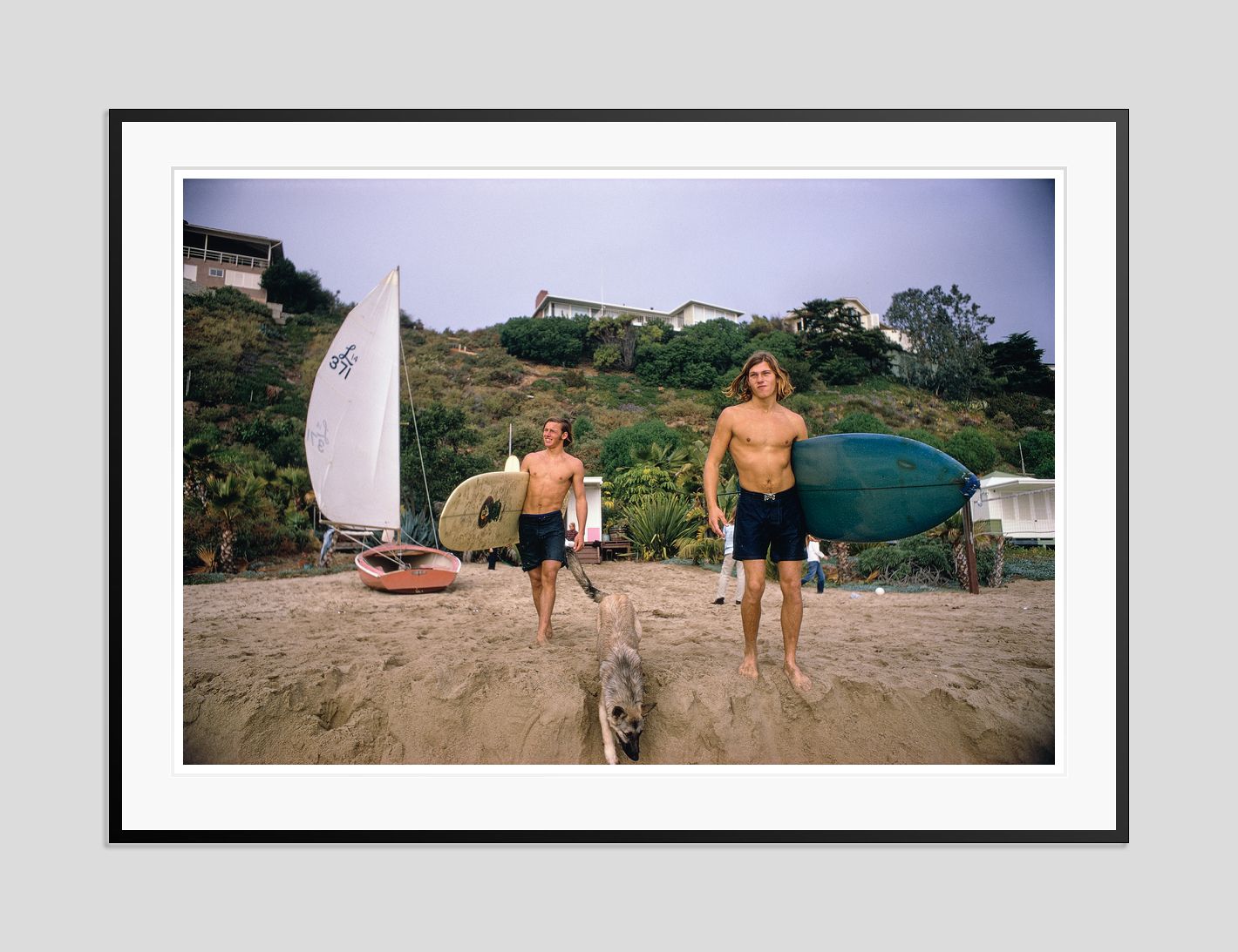 Slim Aarons 'Laguna Beach Surfers' Archival Pigment Print Framed In Black photo furniture