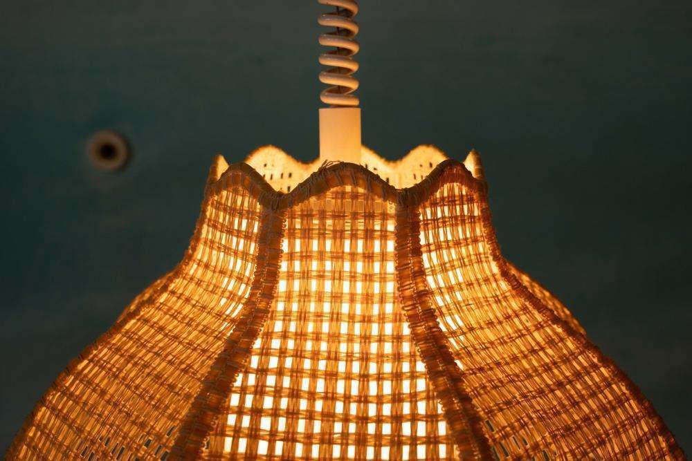 photo vintage Bohemian Webbing Swedish Pendant Lamp Pull Cord