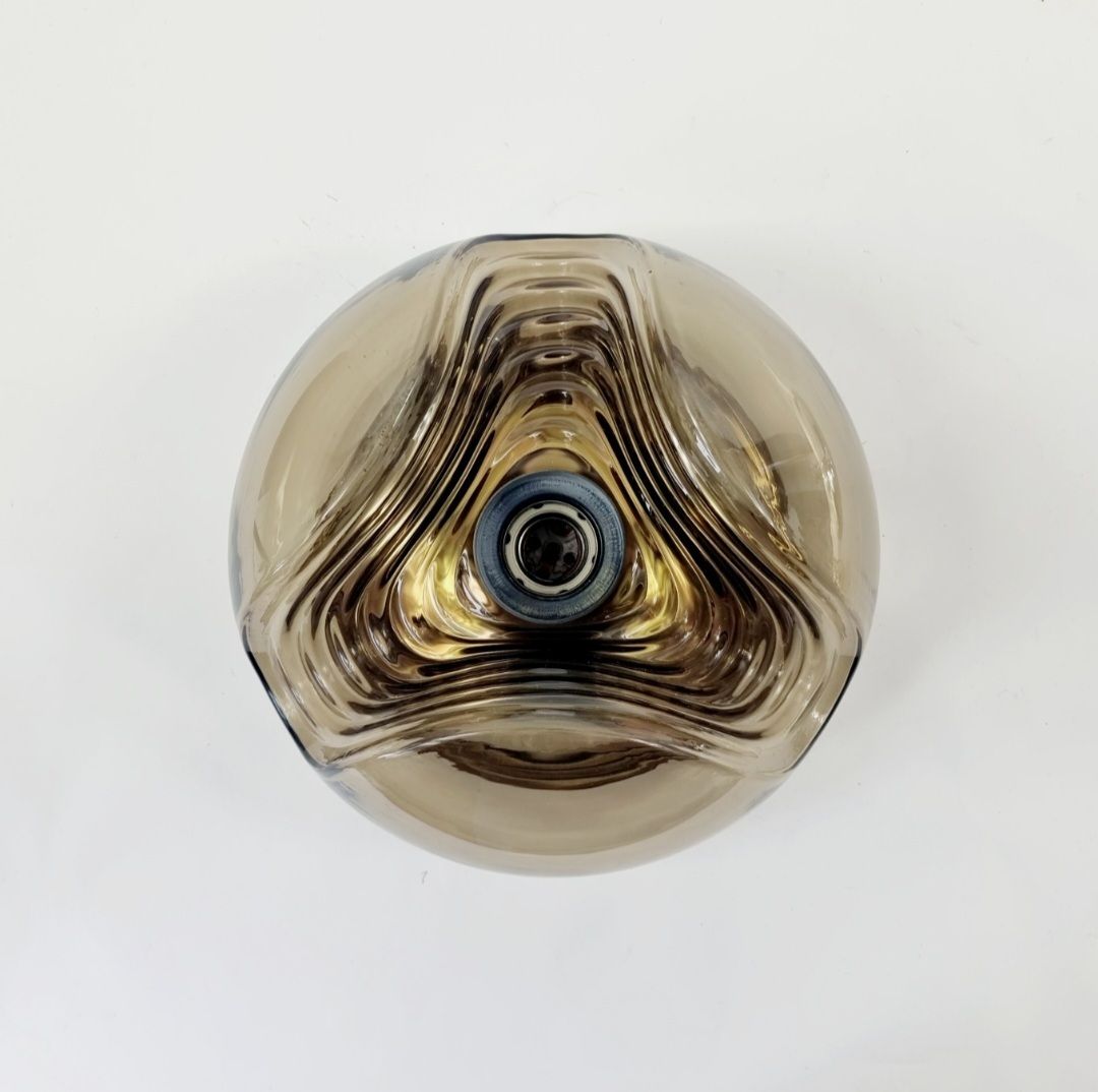 Plafonnier Space Age modèles « Wave »/« Futura » en verre, Koch & Lowy pour Peill & Putzler, Allemagne, années 1970 photo vintage