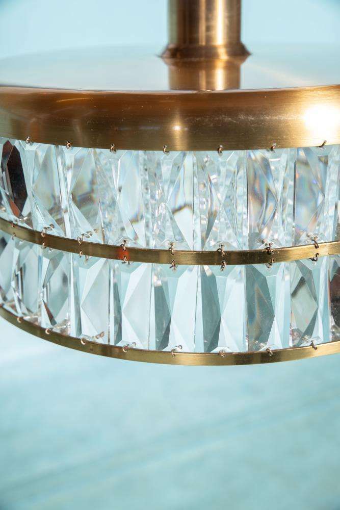 808.0 Vintage Glazen Hanglamp, Kristal, Messing, Mid Century Jaren 1960 photo
