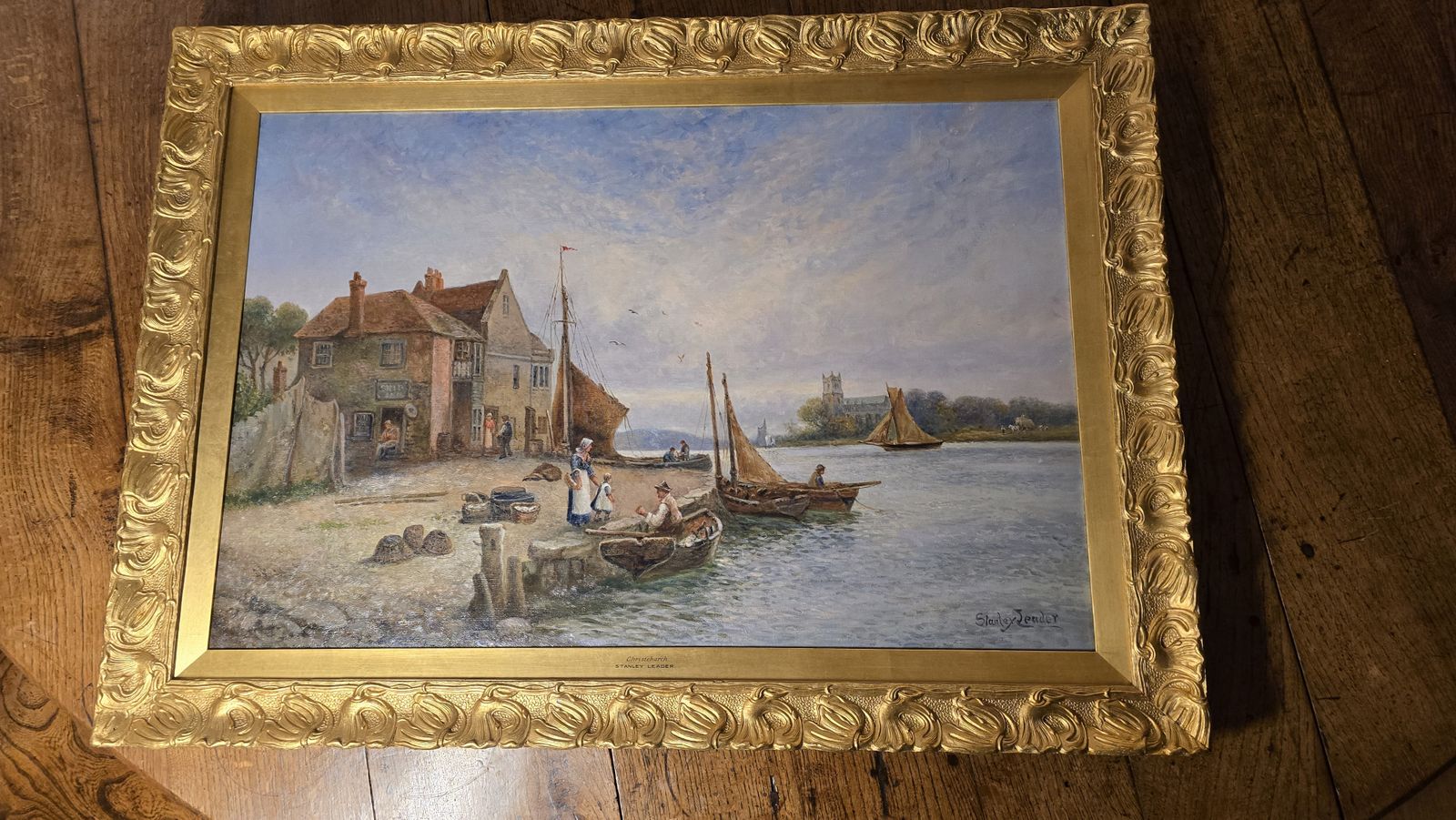 Oil Painting On Canvas Of A View Of Christchurch By Stanley Leader Circa 1900 photo Home Decor