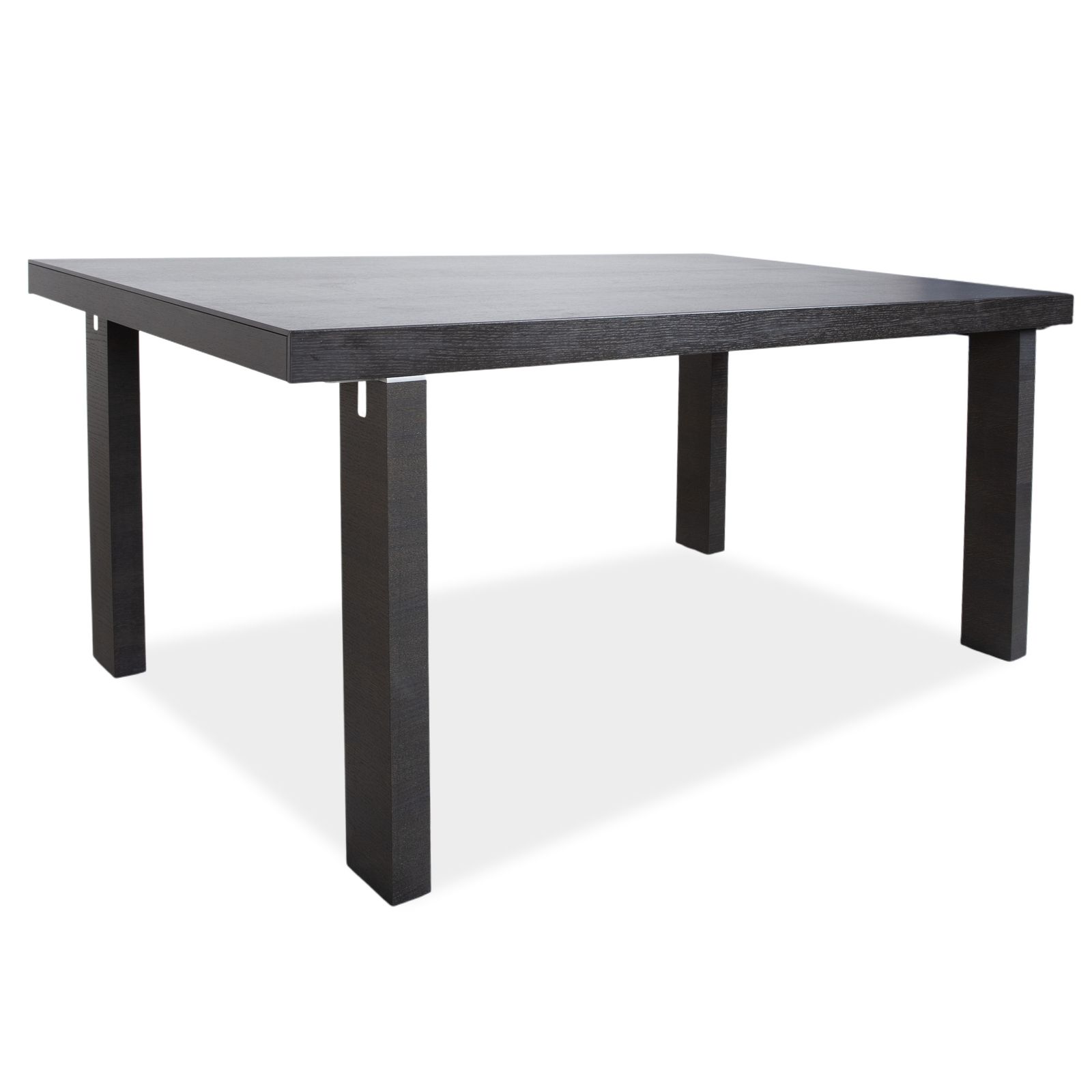 Table à manger Contours en bois, noire, extensible, chêne, 170 x 100 cm