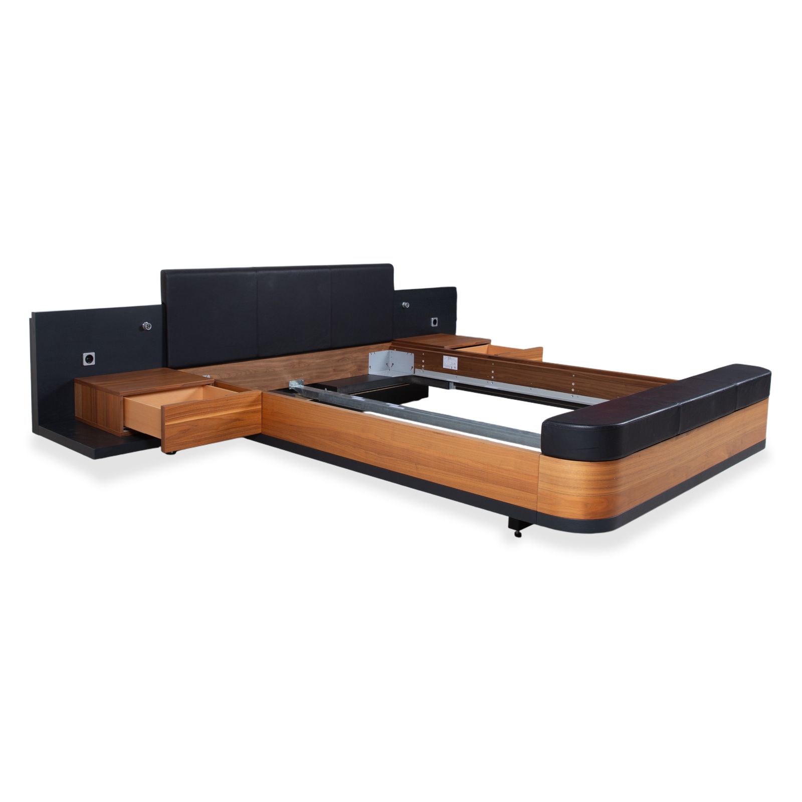 Lit Hülsta Mioletto en bois brun, cuir noir photo Mobilier