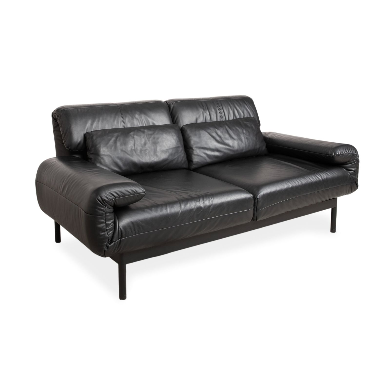 Rolf Benz Plura Leather Two Seater Black Manual Function Sofa photo for sale