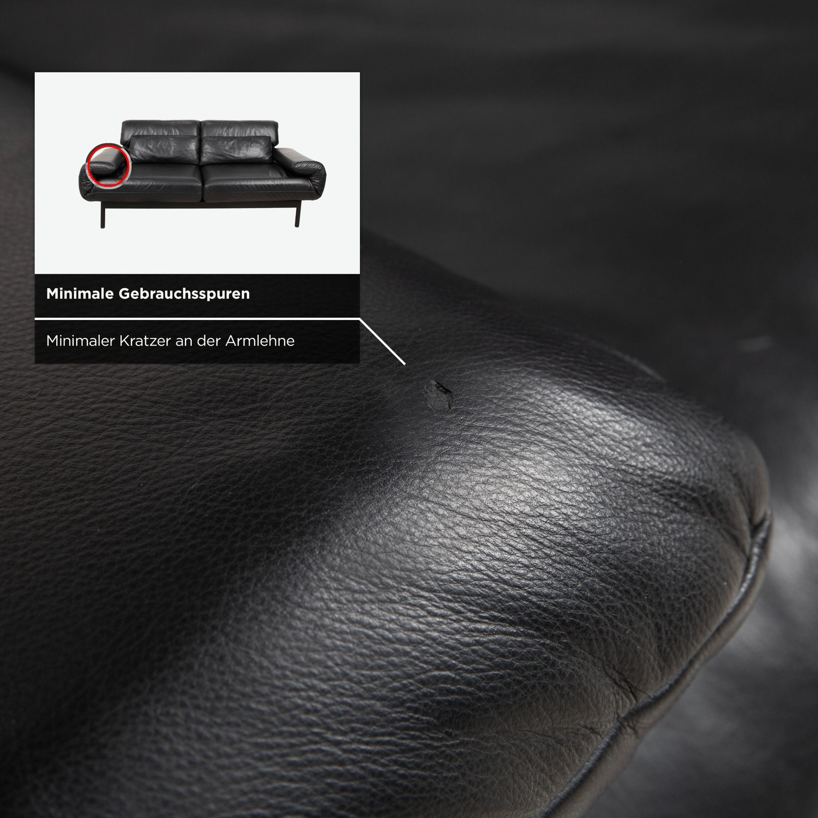 photo for sale Rolf Benz Plura Leather Two Seater Black Manual Function Sofa