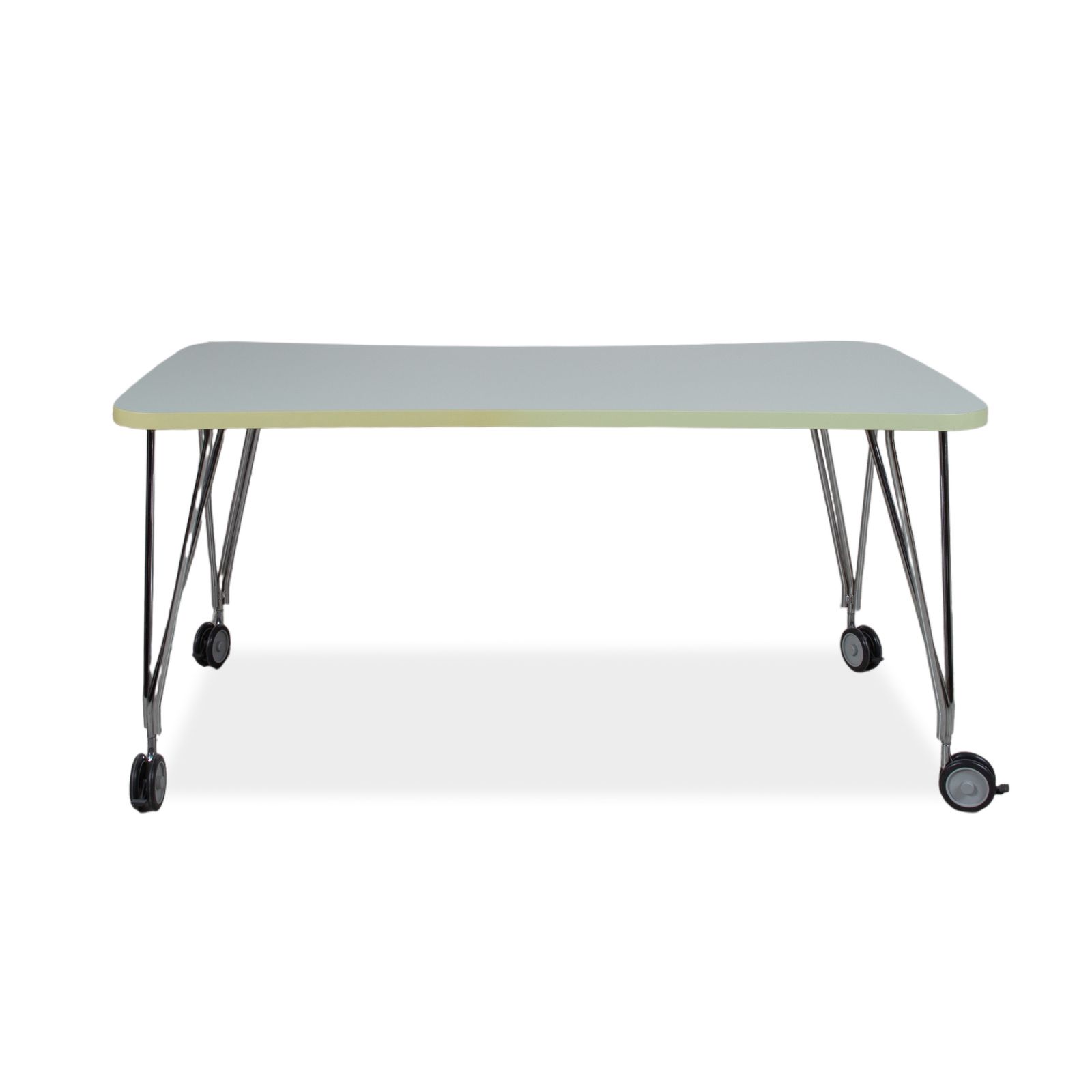 photo furniture Bureau Kartell Max en bois, blanc, avec roulettes, pour bureau à domicile, 159 x 80 cm