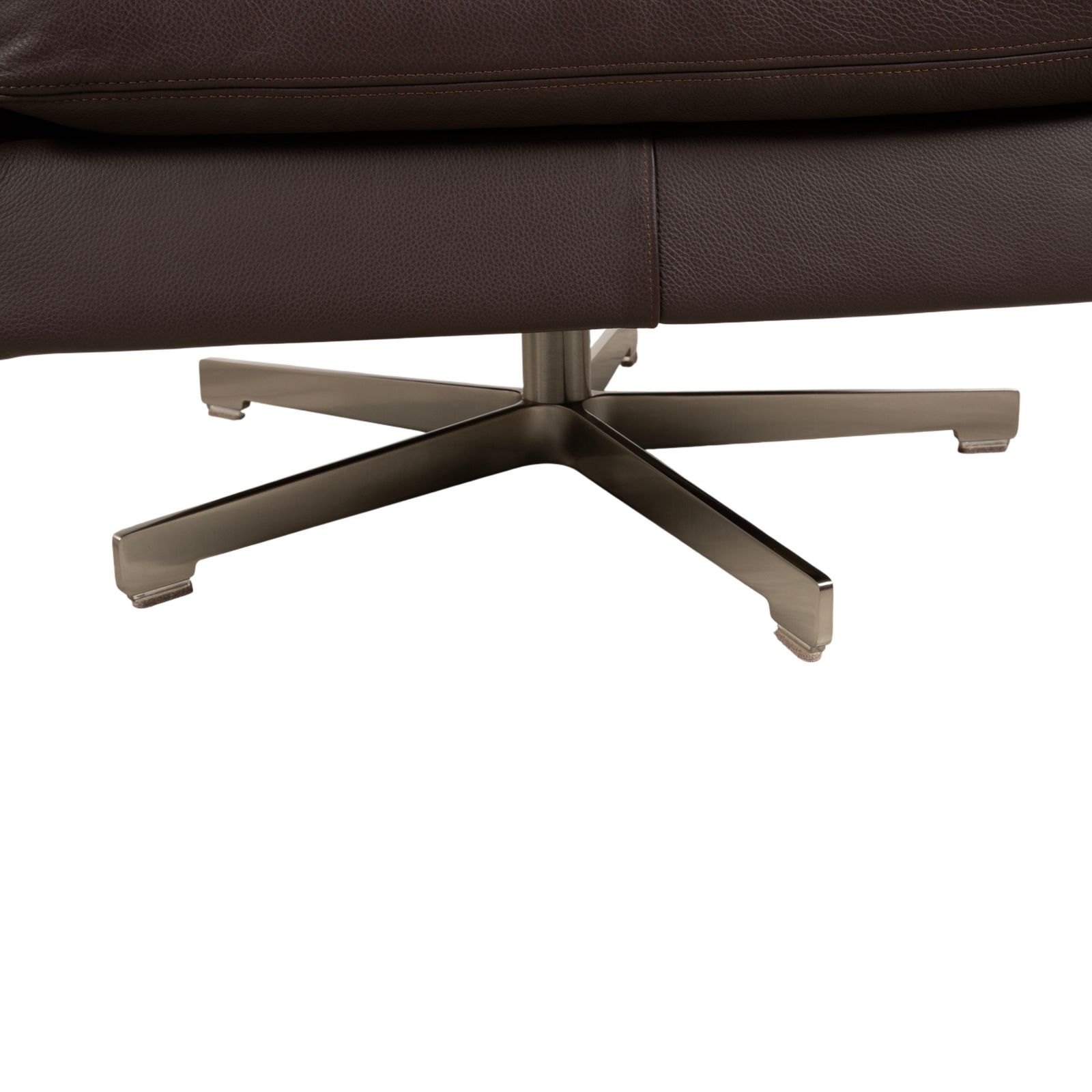 Fauteuil pivotant Flexform Boss en cuir brun, fonction manuelle photo vinterior