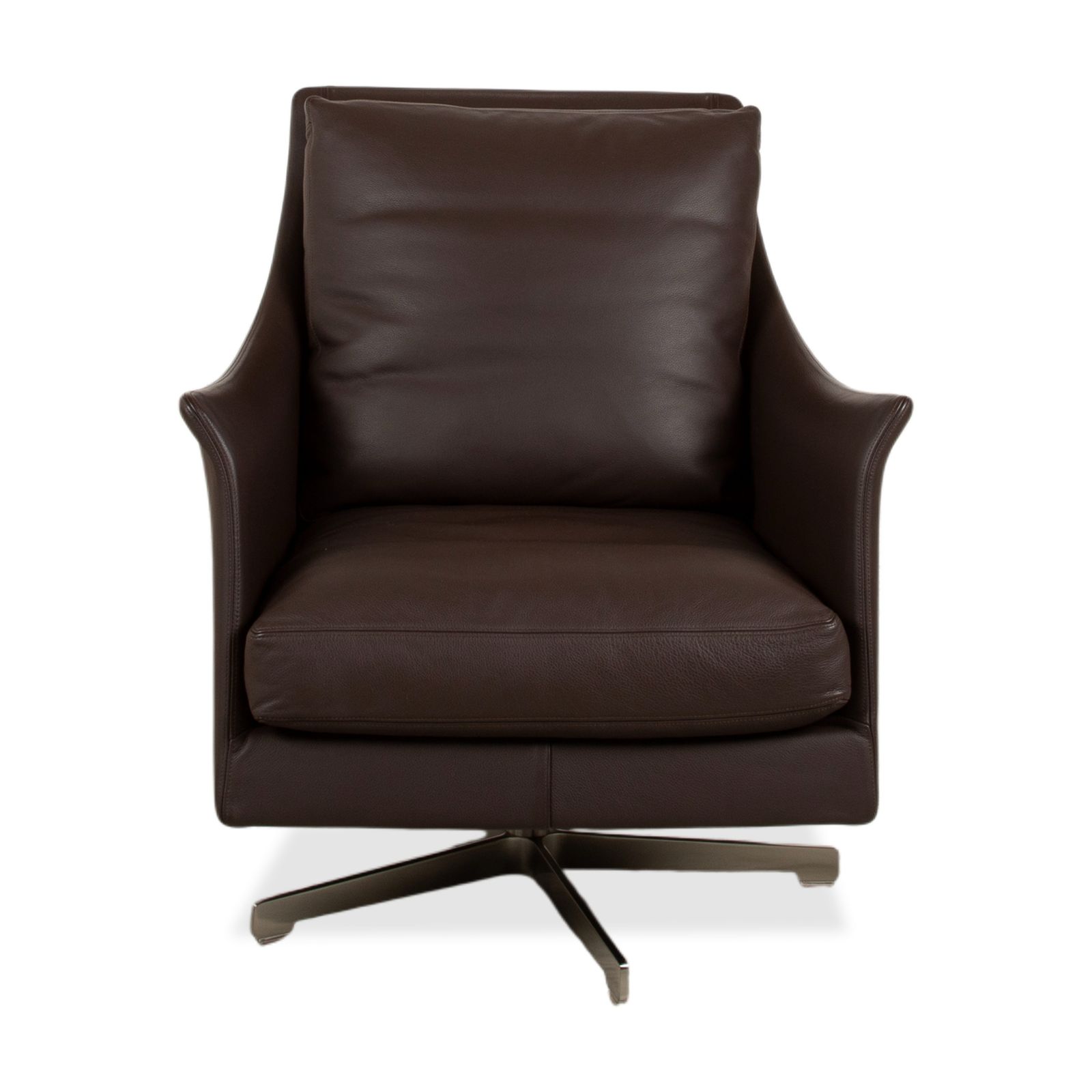 photo furniture Fauteuil pivotant Flexform Boss en cuir brun, fonction manuelle