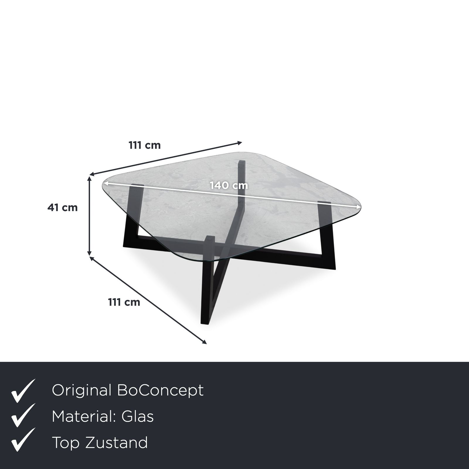 Table basse Boconcept Occa en verre transparent, cadre noir photo furniture