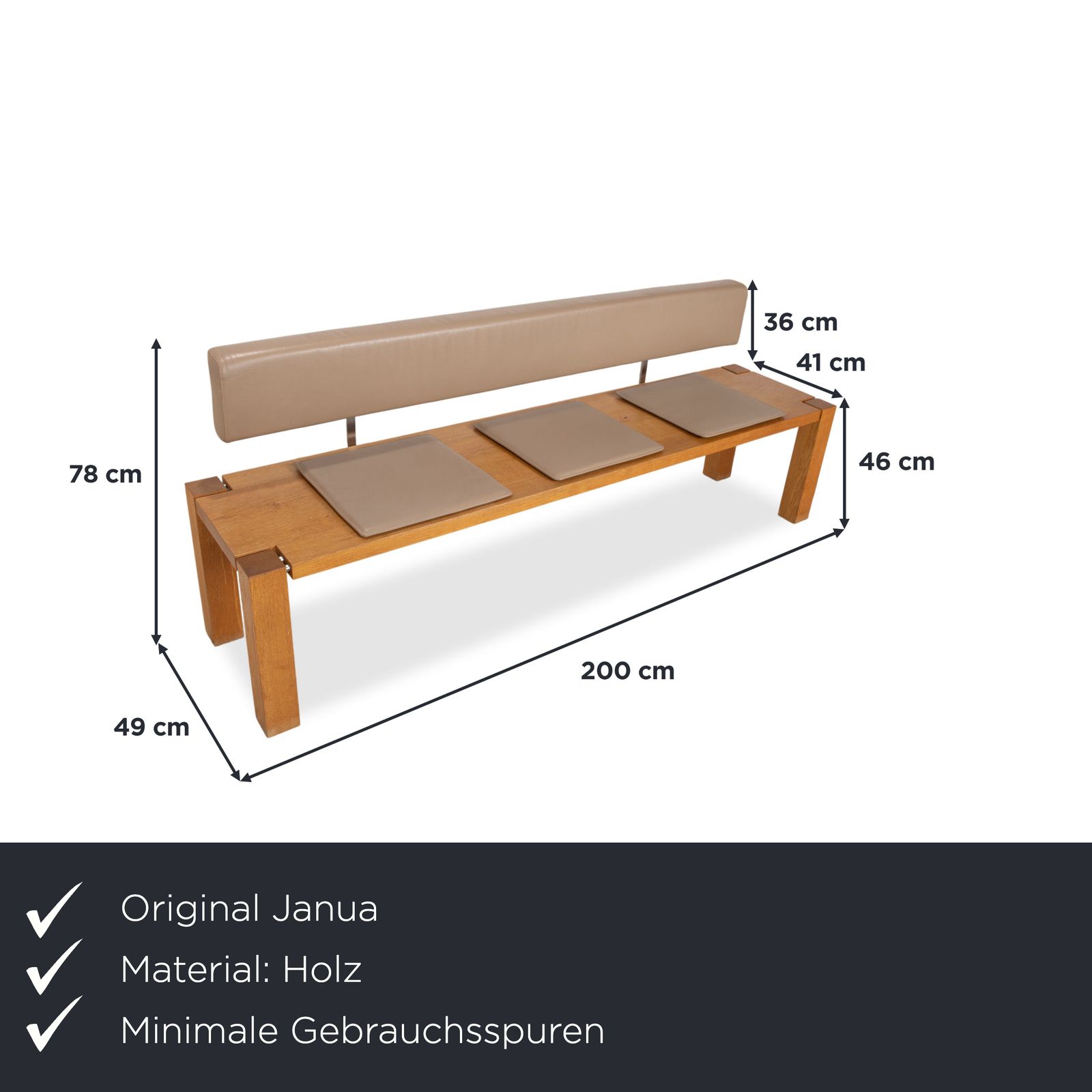 Janua Wooden Bench Brown Wood Dining Room photo furniture