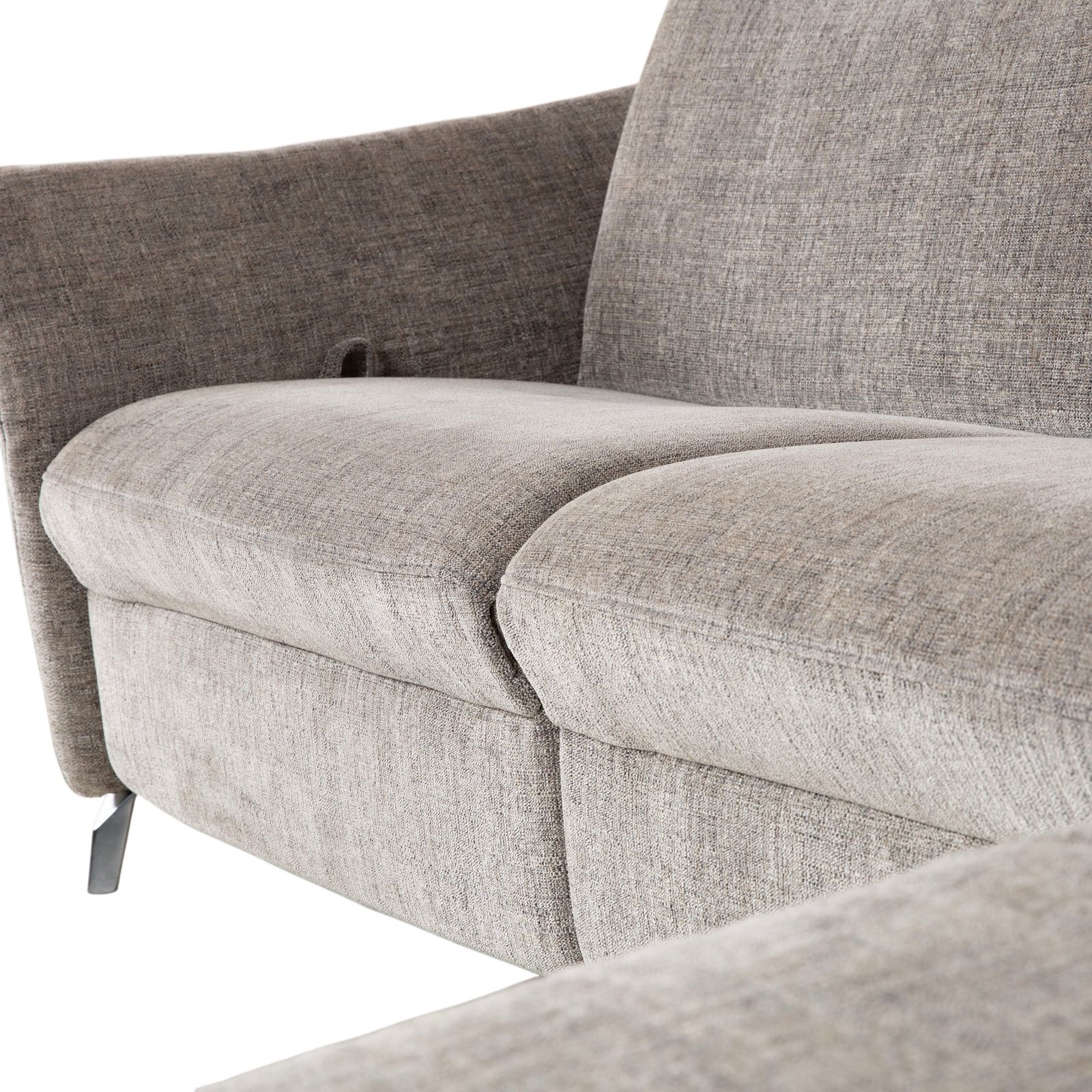 photo furniture Canapé d'angle Himolla 1065.85 en tissu gris mélangé, fonction manuelle, méridienne à droite