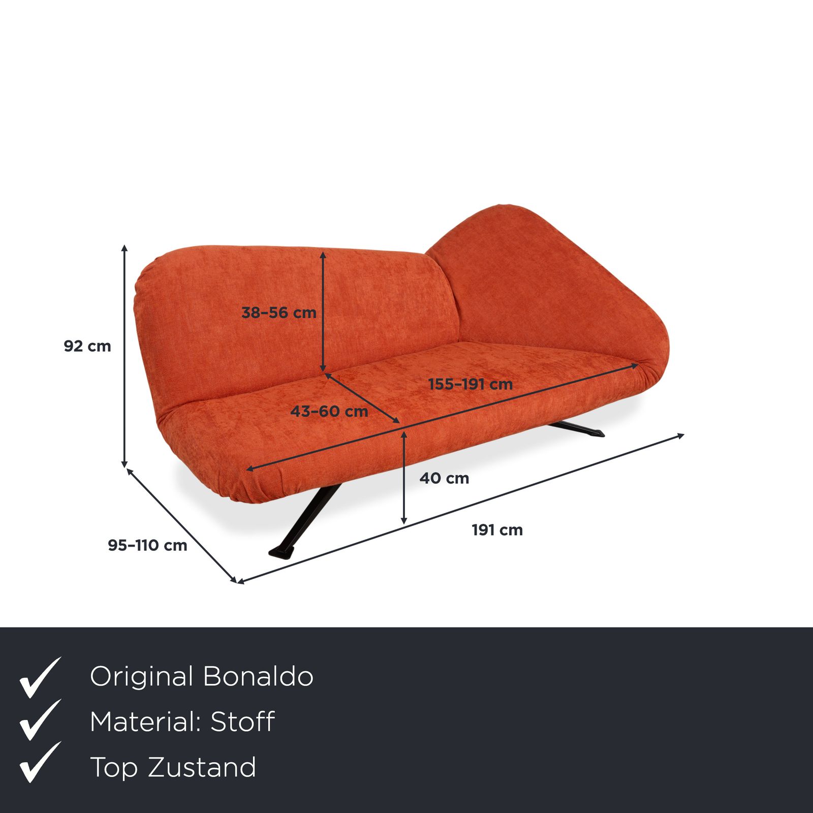 Bonaldo Papillon Slaapbank, Tweezitter, Stof, Oranje, Manuele Functie, Slaapfunctie photo furniture