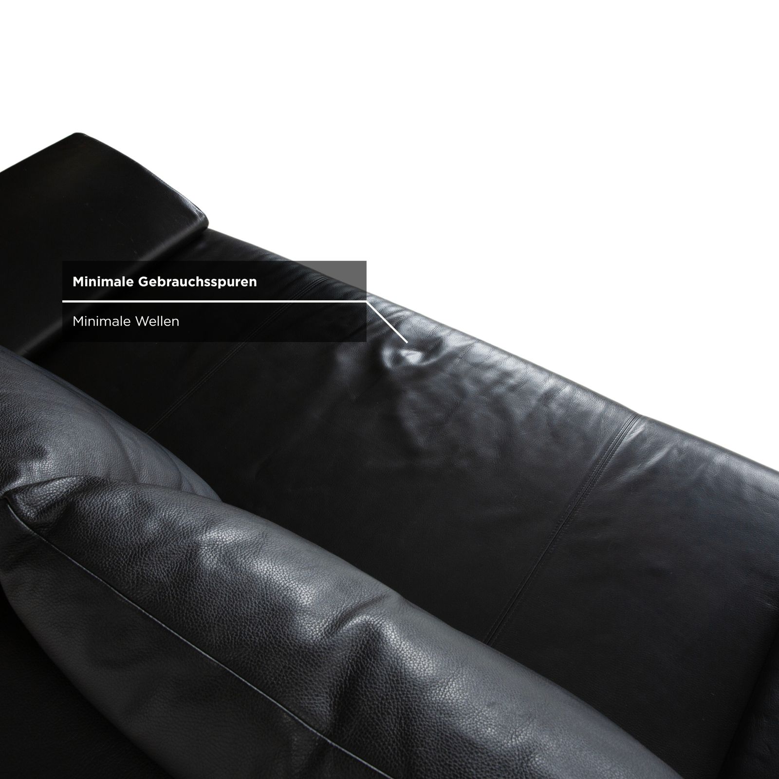 Mobilier Canapé 2 places Rolf Benz 1600 en cuir noir, fonction manuelle photo