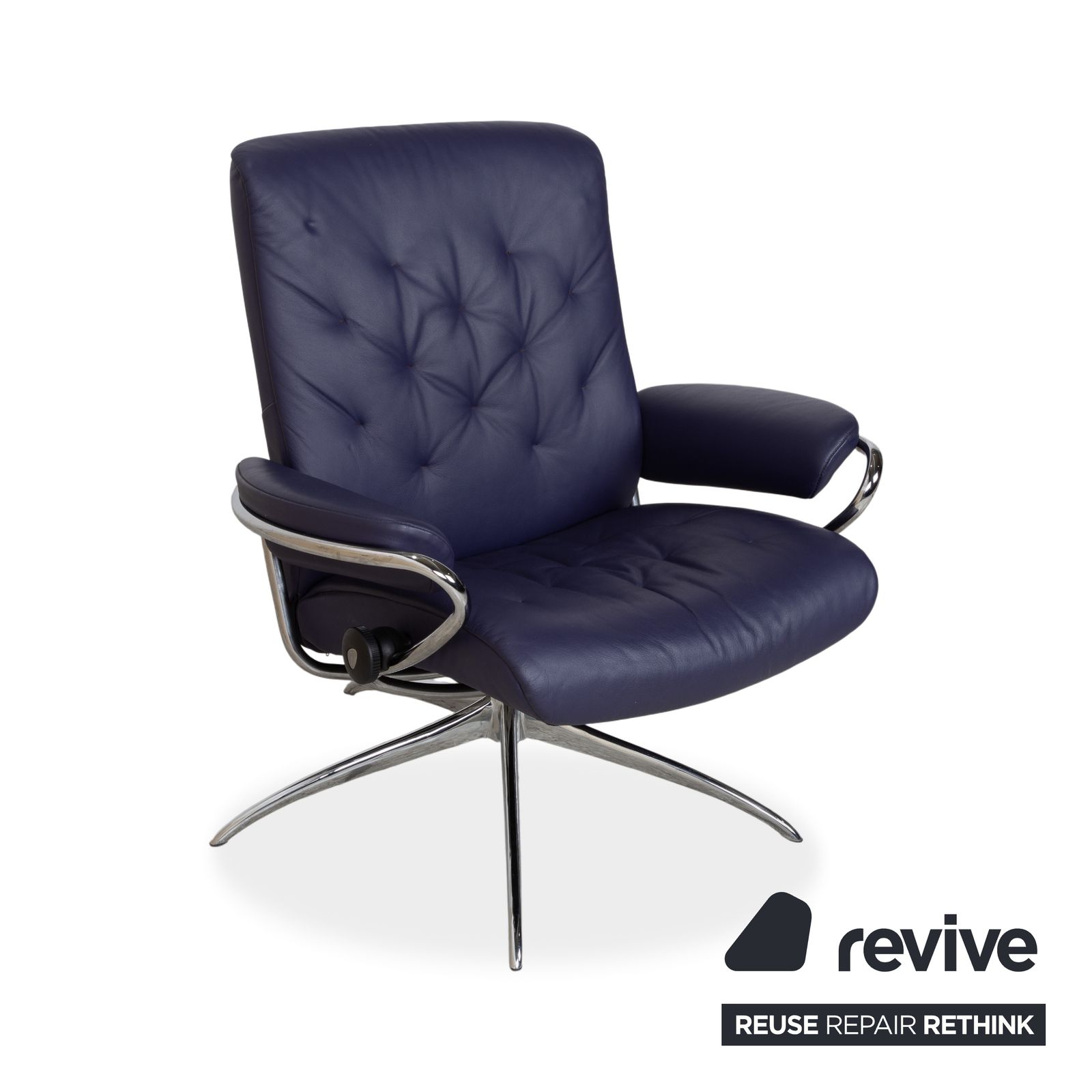 Stressless Metro Leren Relaxfauteuil, Blauw/Paars, Manuele Functie, Inclusief Voetenbank photo Meubels