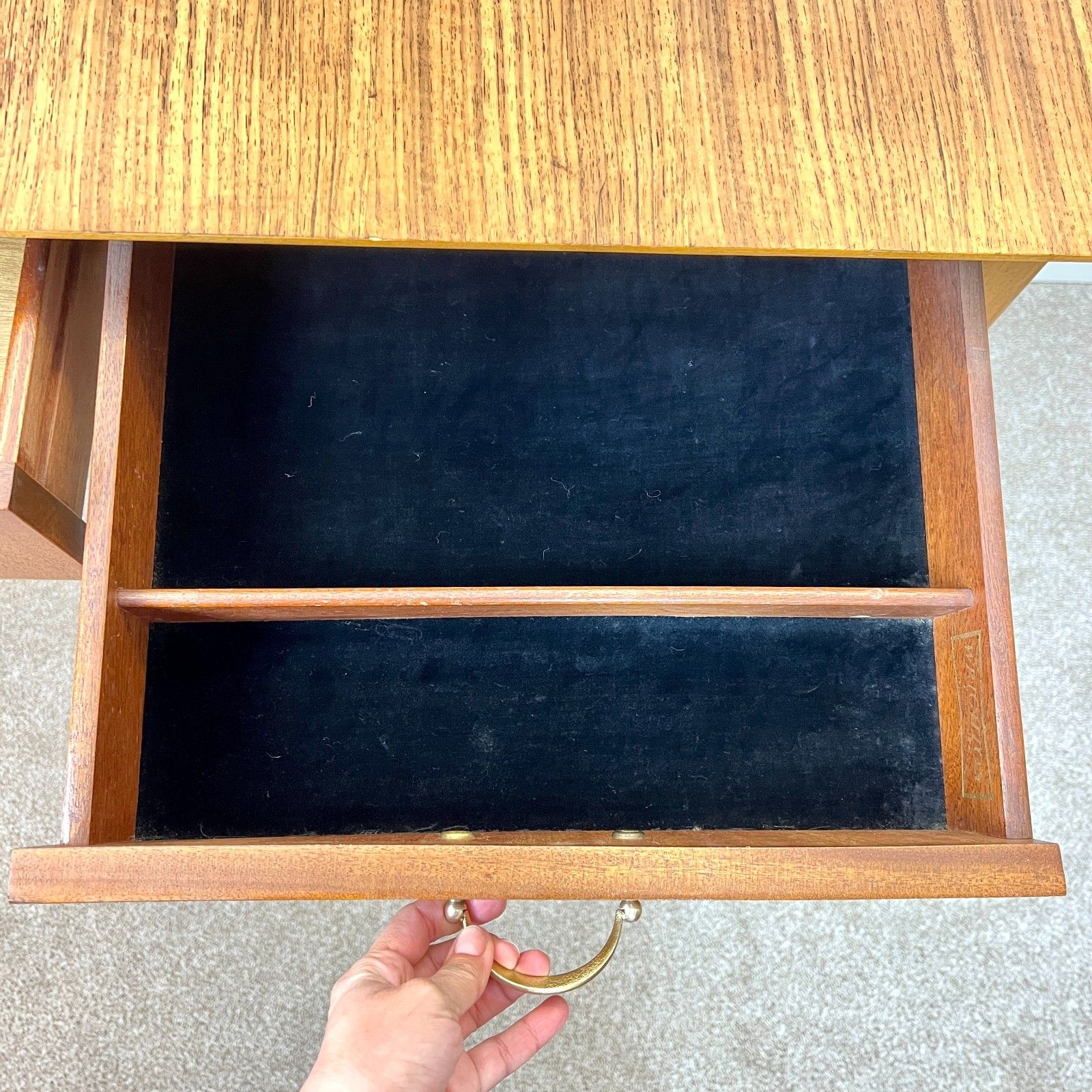 Furniture Mid Century Teak Console Table, Desk By Wrighton Furniture 1960s photo