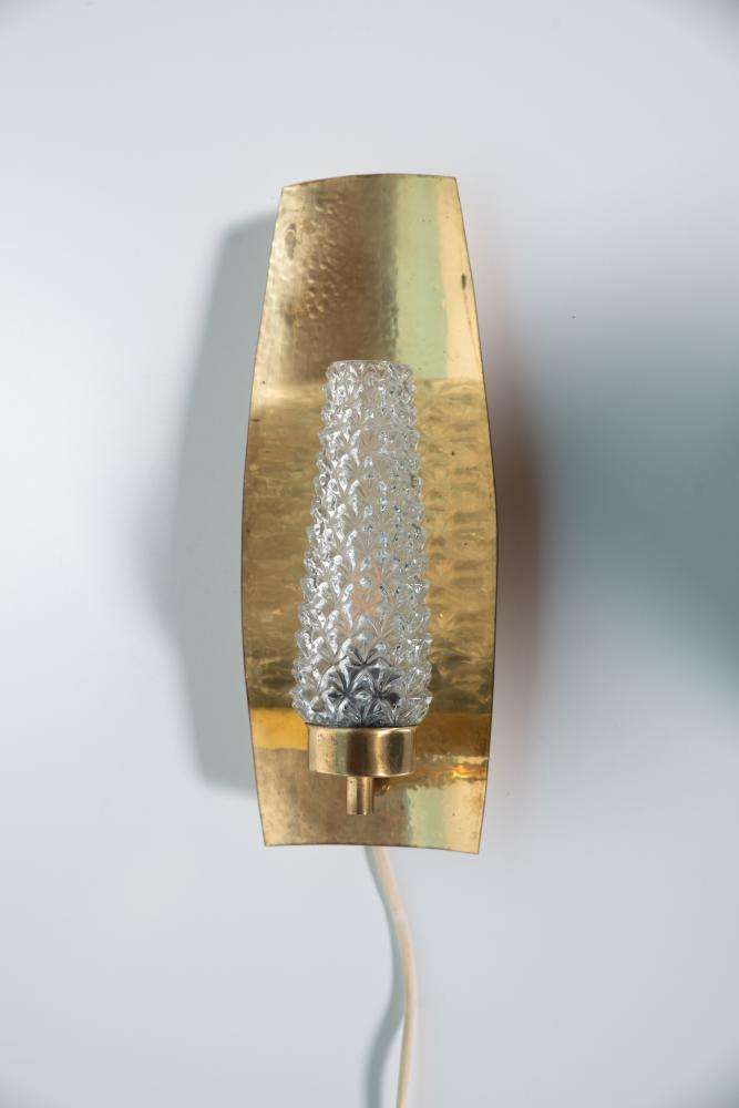 Vintage Brass 1960s Glass Wall Lamp, Midcentury Light photo furniture