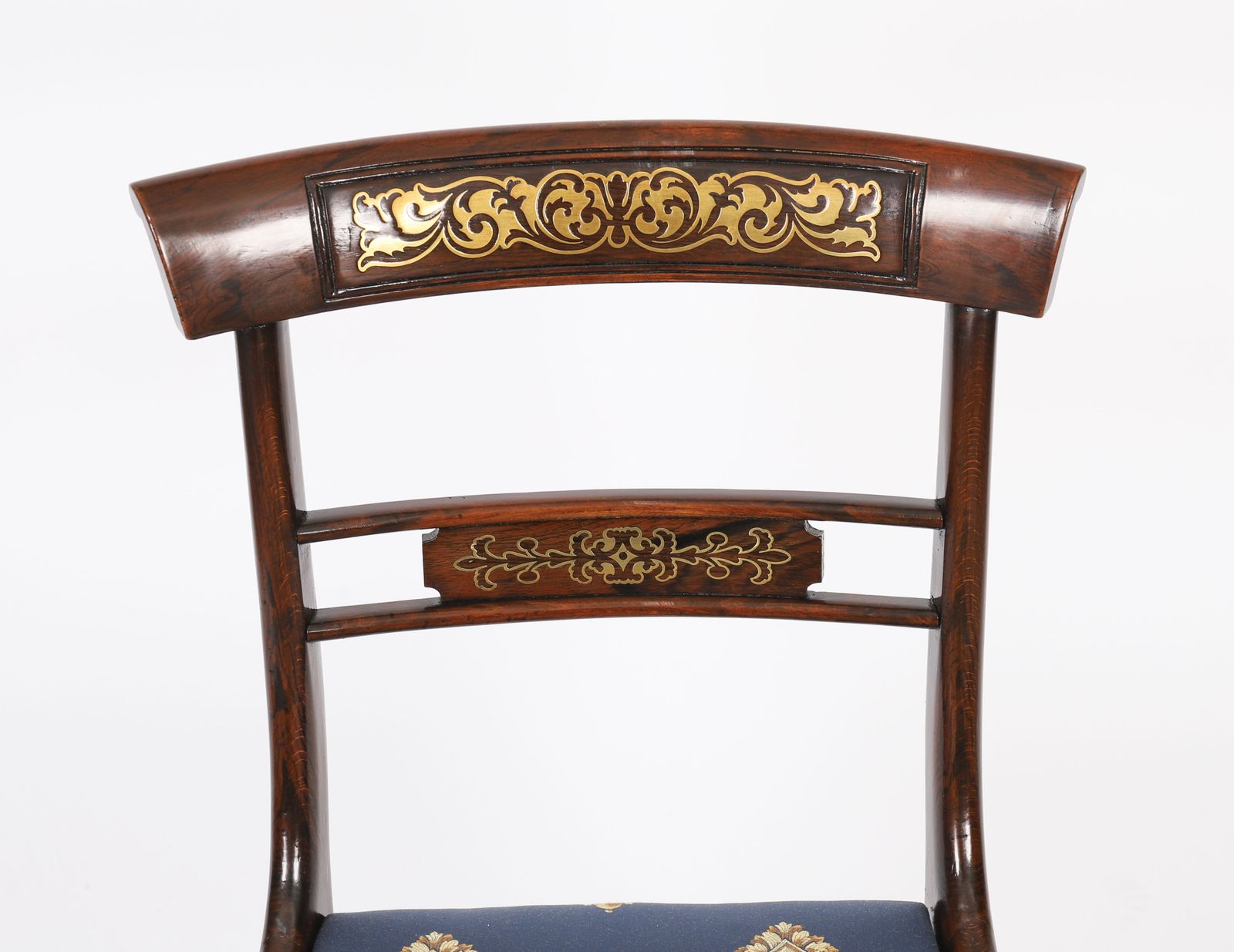 Pair Regency Period Brass Inlaid Bar Back Chairs 19th C  C1820 photo Furniture