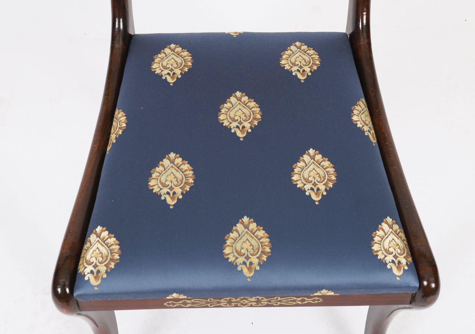 photo vintage Pair Regency Period Brass Inlaid Bar Back Chairs 19th C  C1820