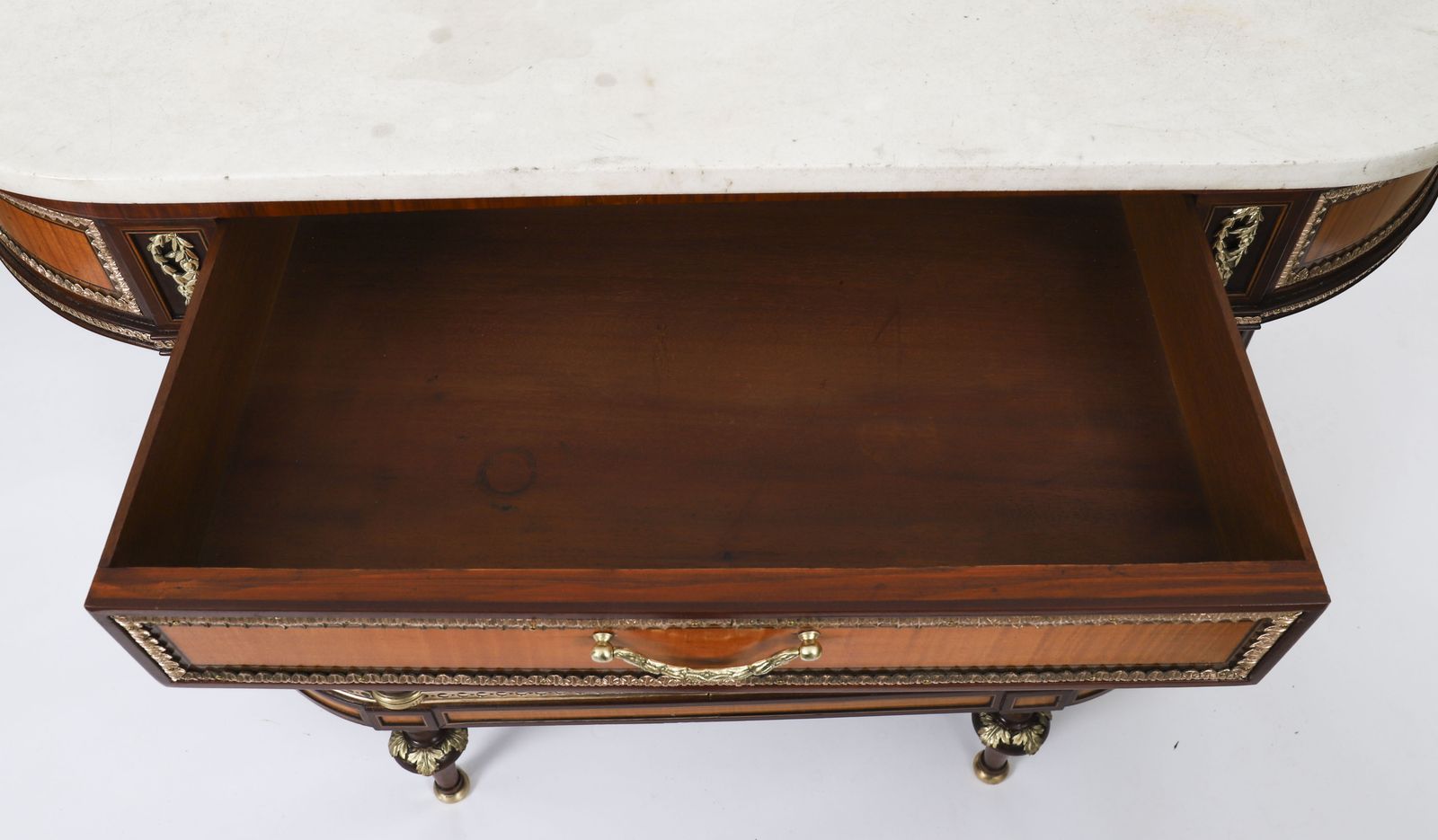 Furniture Antique Pair French Ormolu Mounted Carrara Marble Topped Consoles 19th C photo