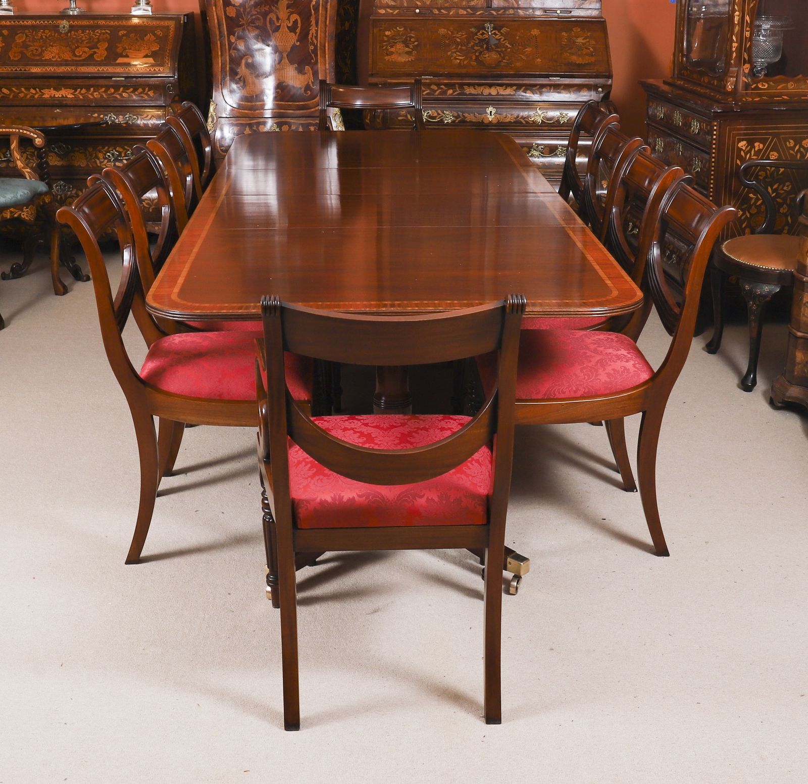 Vintage Dining Table By William Tillman & 10 Swagback Chairs 20th C photo furniture
