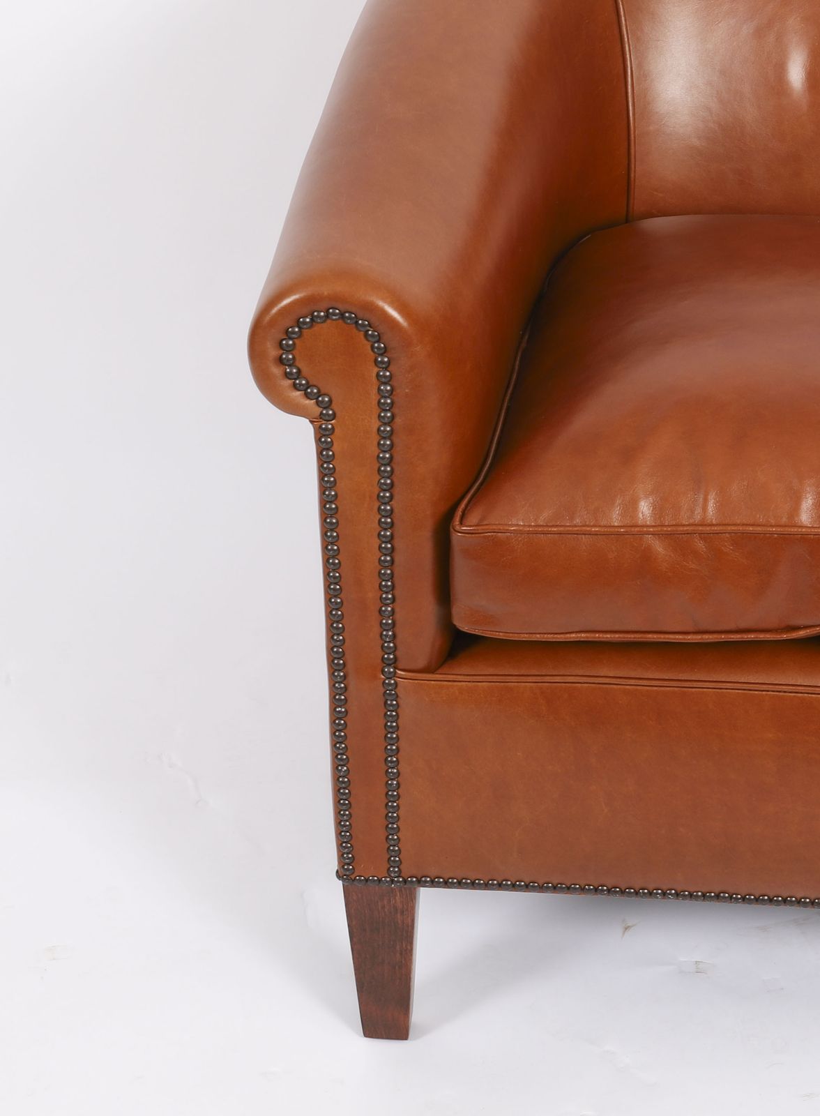 Bespoke Pair English Handmade Amsterdam Leather Arm Chairs Malt photo vintage
