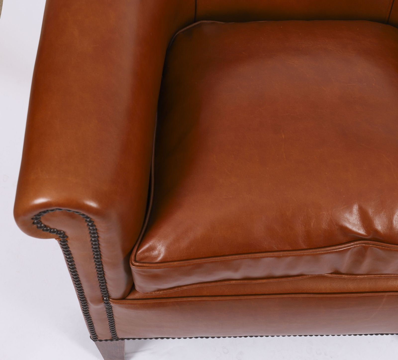 Furniture Bespoke Pair English Handmade Amsterdam Leather Arm Chairs Malt photo