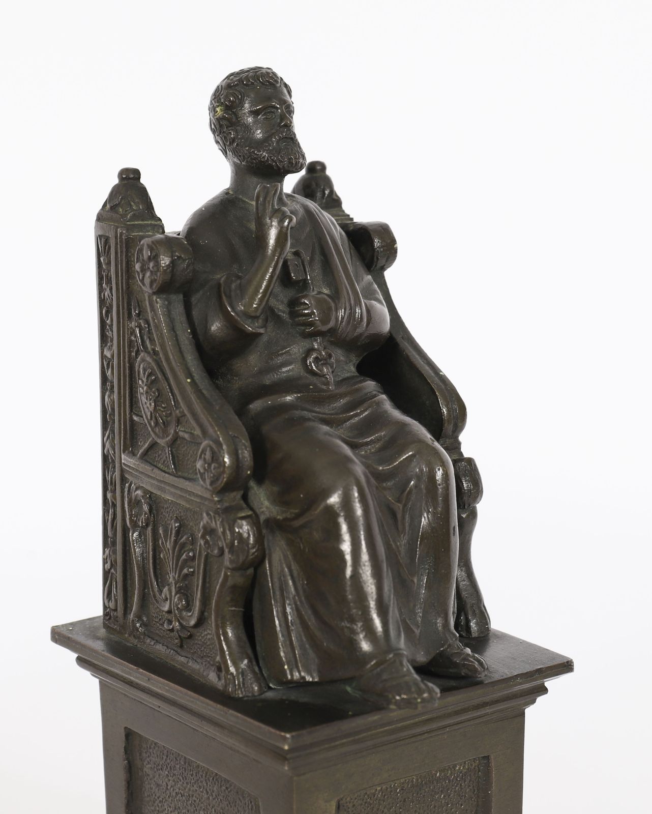 Antique Italian Grand Tour Patinated Bronze Sculpture Of St Peter 19th Century photo 540.0
