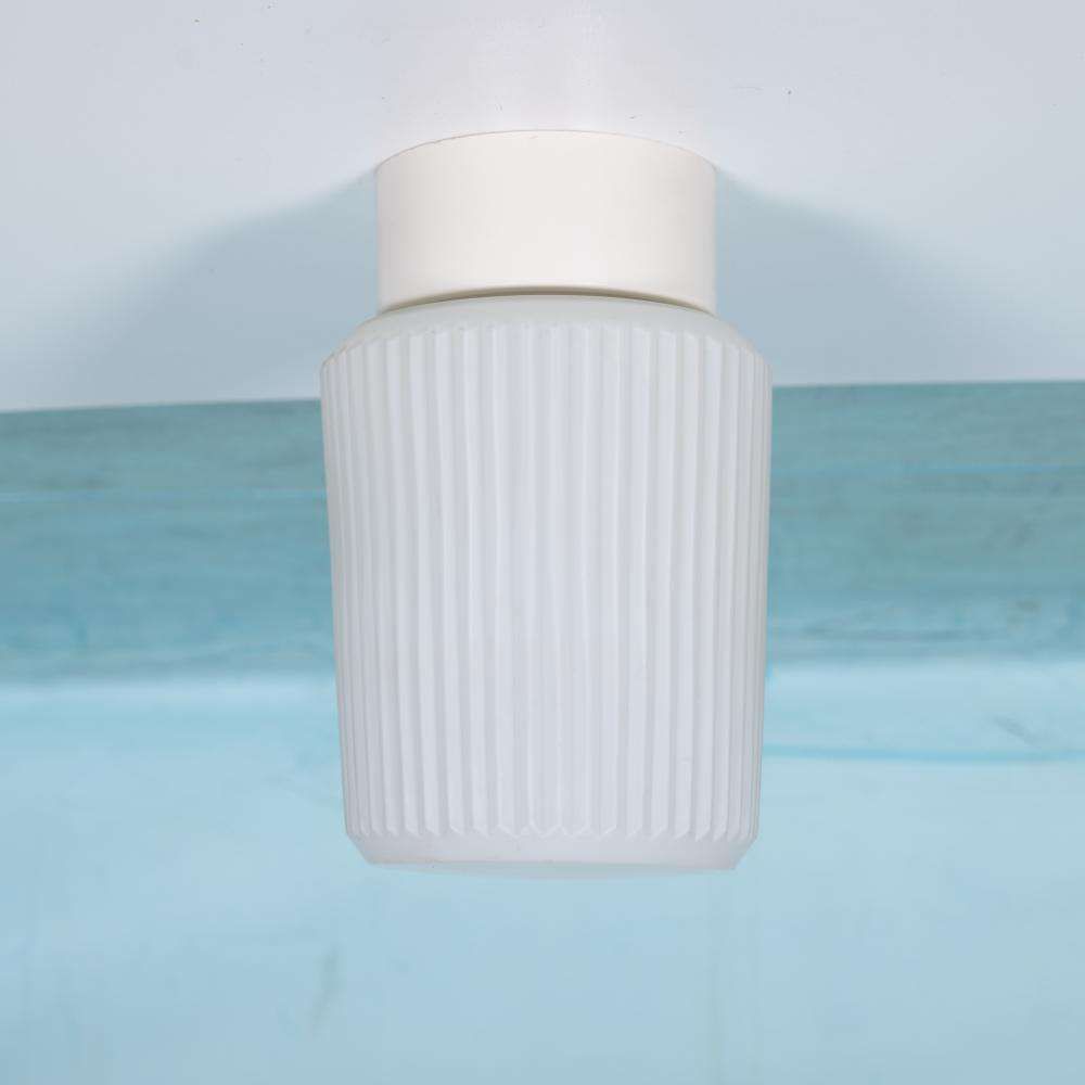 Space Age Geribbelde Glazen Plafondlamp, Minimalistische Glazen Lamp photo furniture