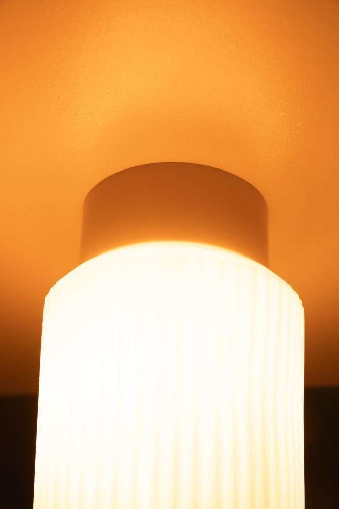 Space Age Geribbelde Glazen Plafondlamp, Minimalistische Glazen Lamp photo buy