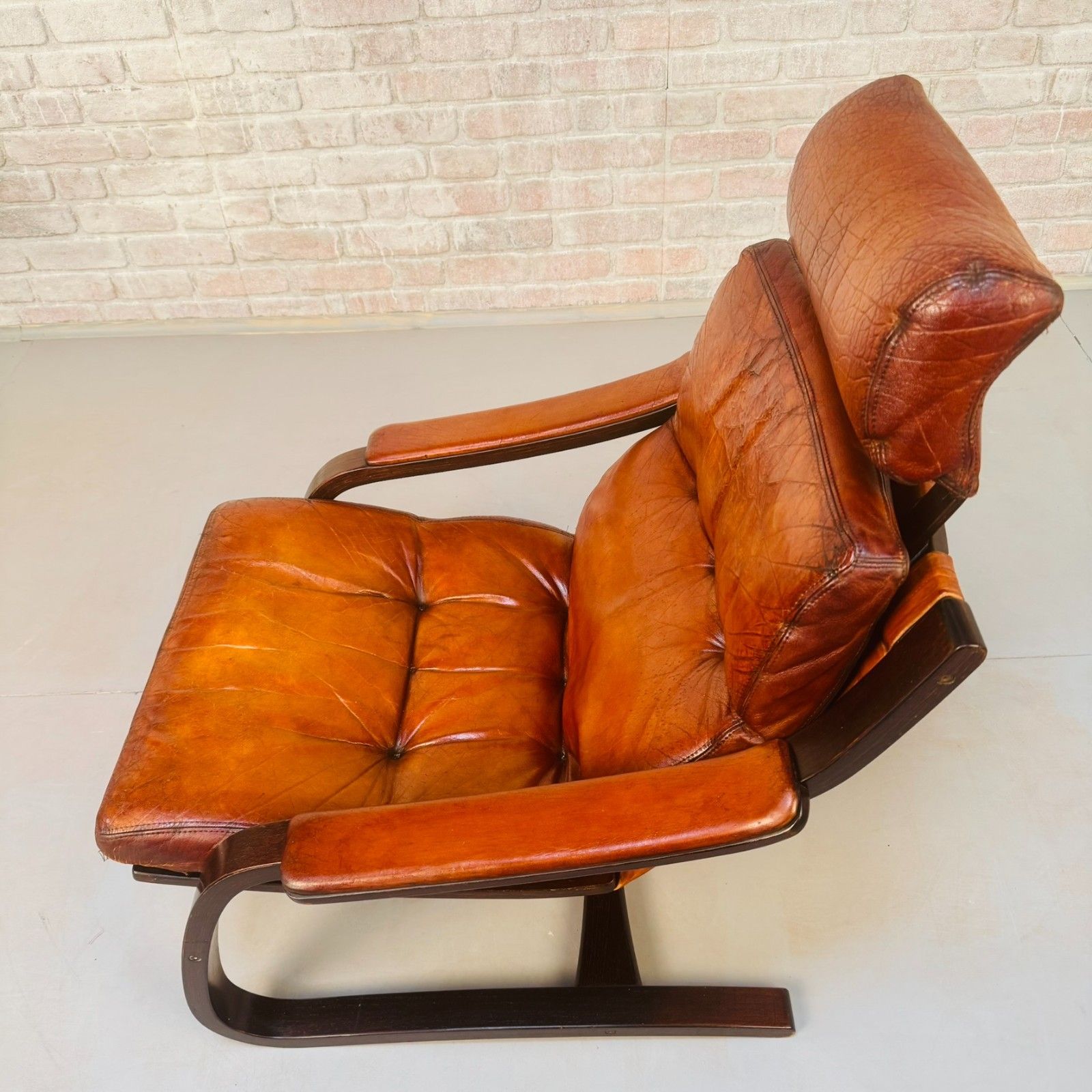 Vintage 1970s Skippers Møbler Danish Bentwood Cantilever Leather Armchair photo buy