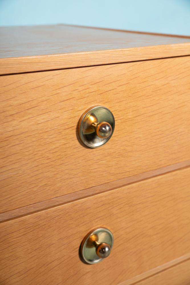 404.0 Minimalist Blonde Scandinavian Oak Chest Of Drawers, Midmod Chest photo