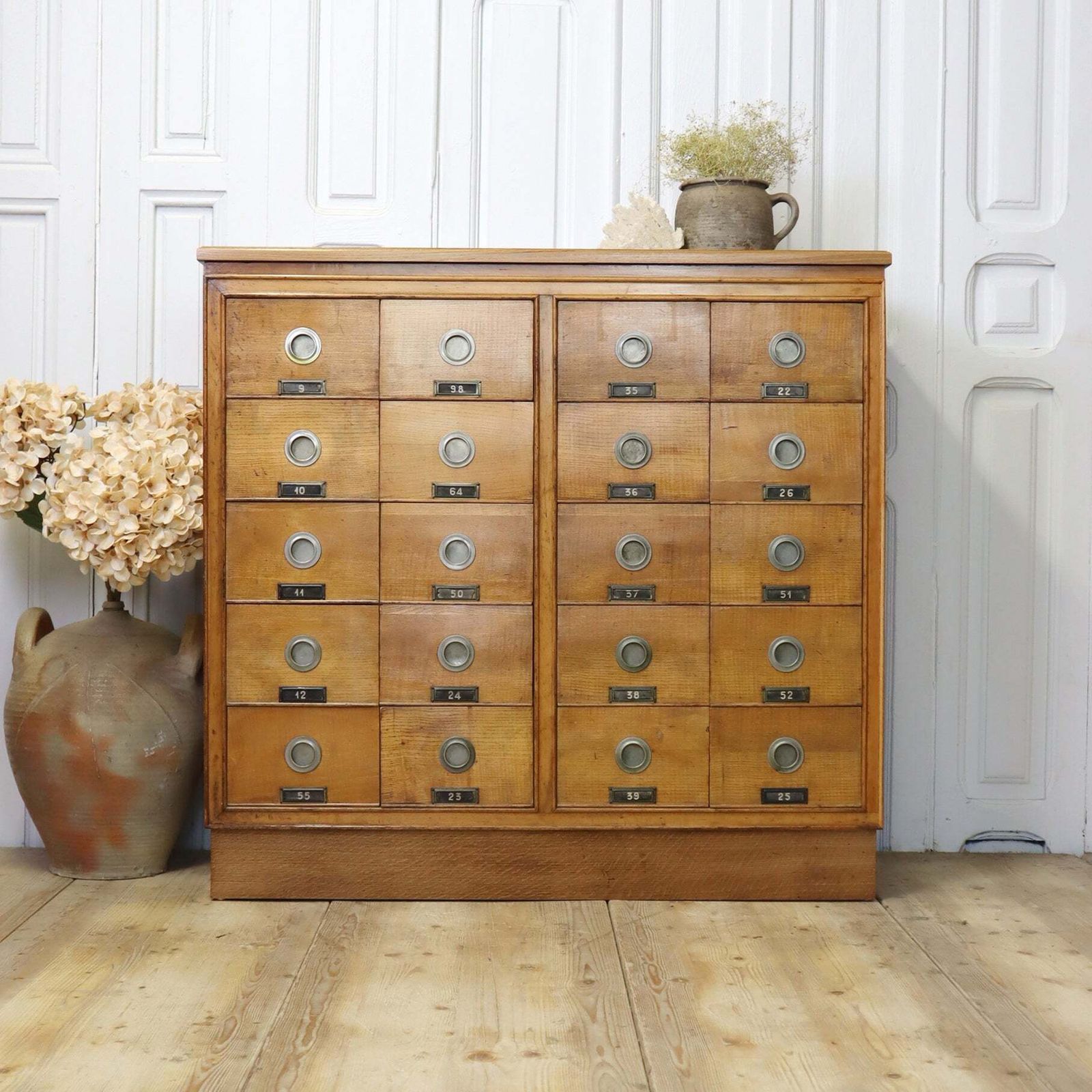 Vintage Oak Apothecary Haberdashery Drawers