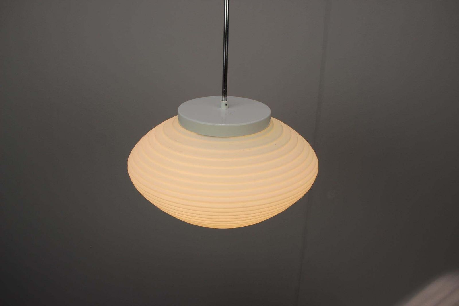 Lighting Large 1970s Czechoslovak Napako Opaline Glass Mid Century Pendant Lamp photo