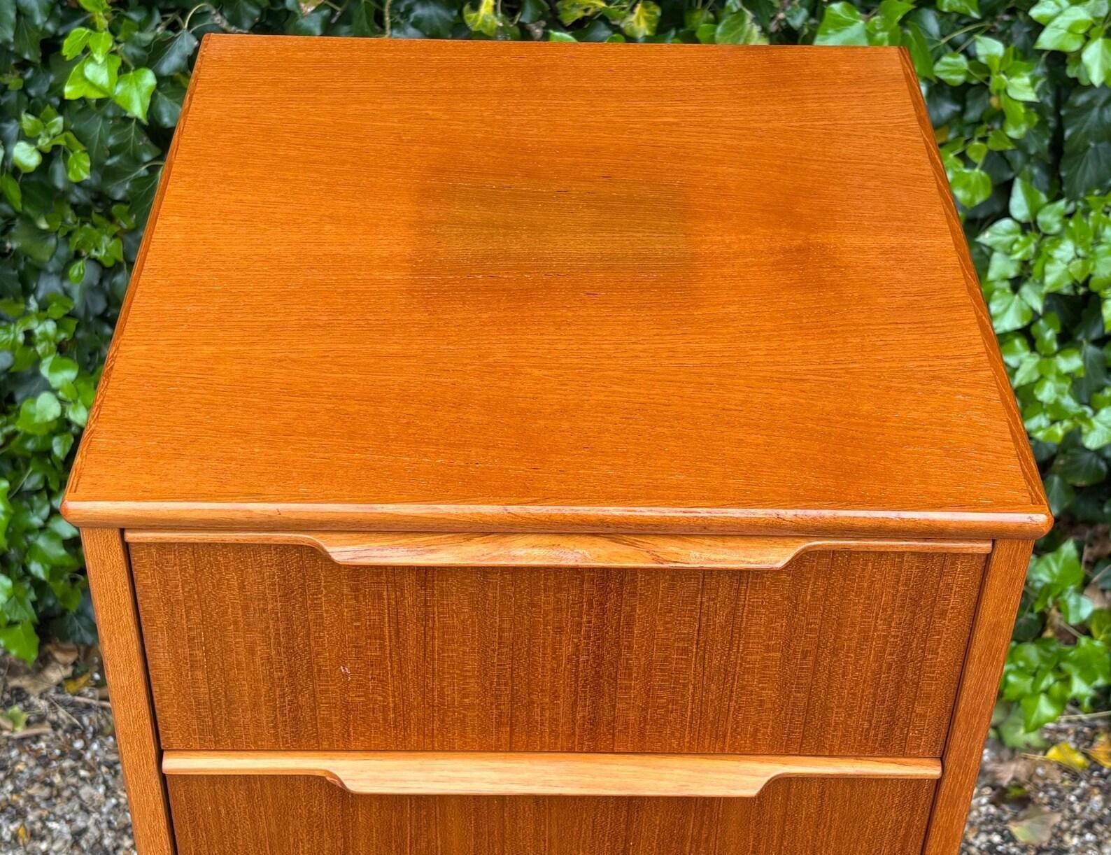 Mid Century Danish Teak Chest Of Drawers Tallboy. photo vinterior