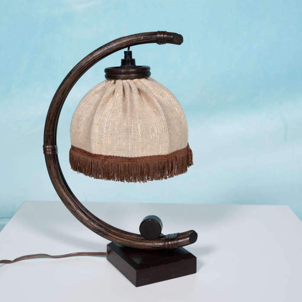 Boheemse Tafellamp Uit De Jaren 70, Rotan Safari Nachtkastlamp photo furniture
