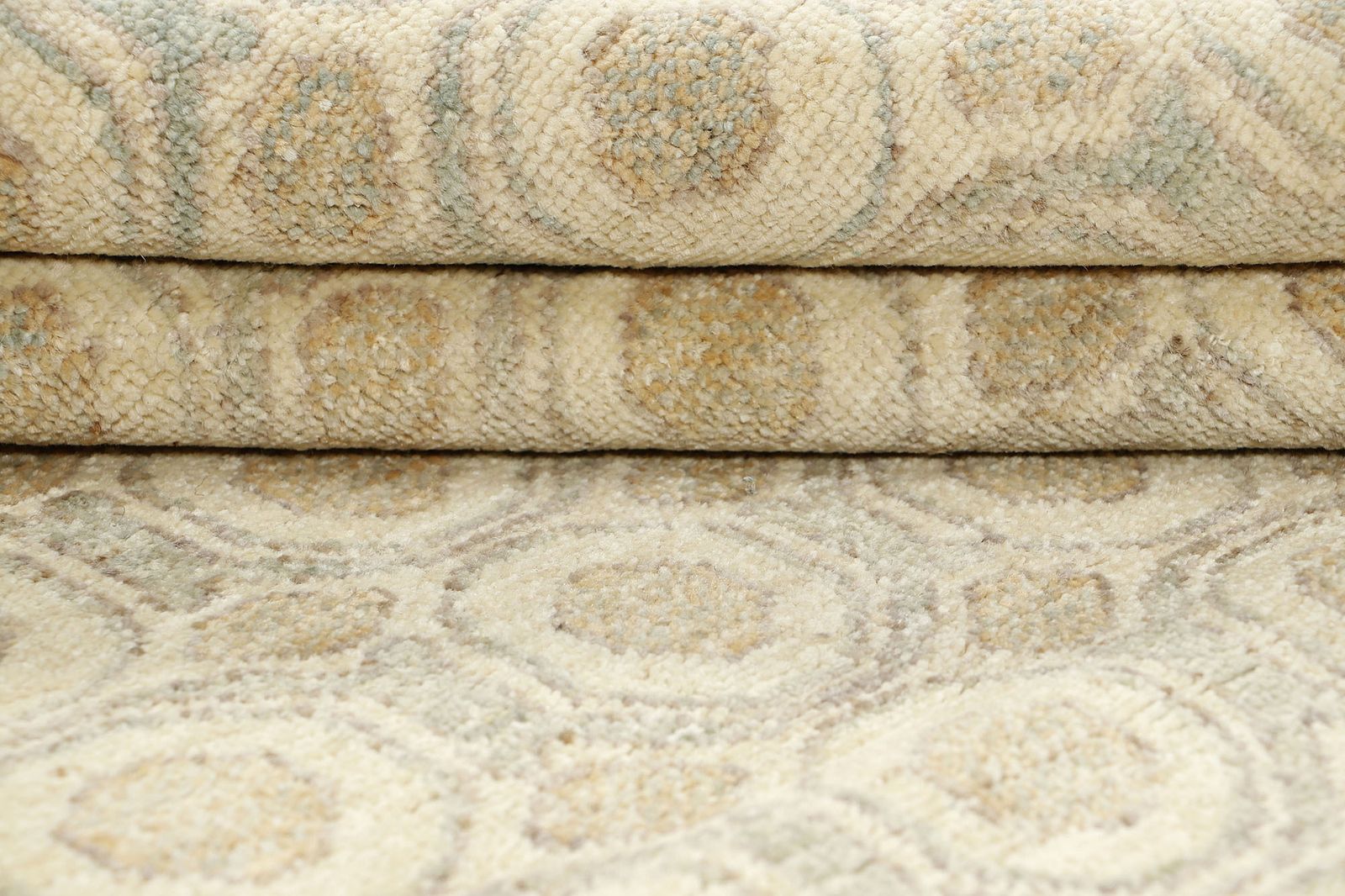 Modern Geometric 4x6 Hand Knotted Wool Beige Area Rug photo 434.0