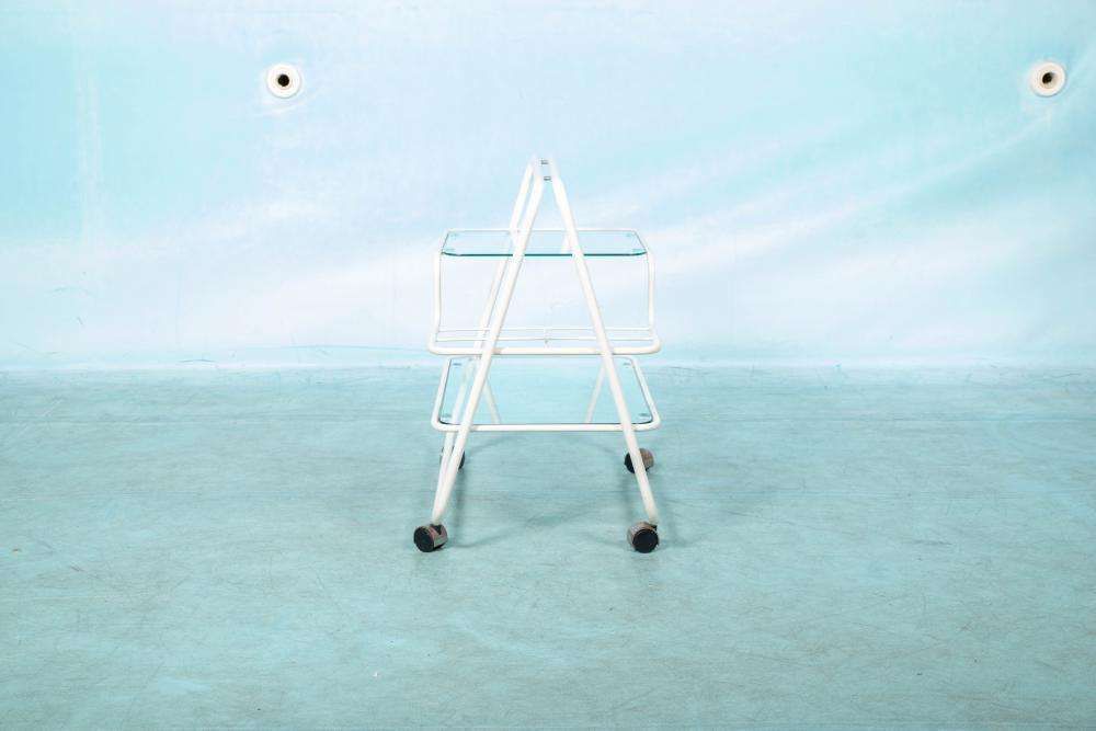 Space Age Bar Cart 1970s, Tubular Frame Serving Trolley, Glass photo buy