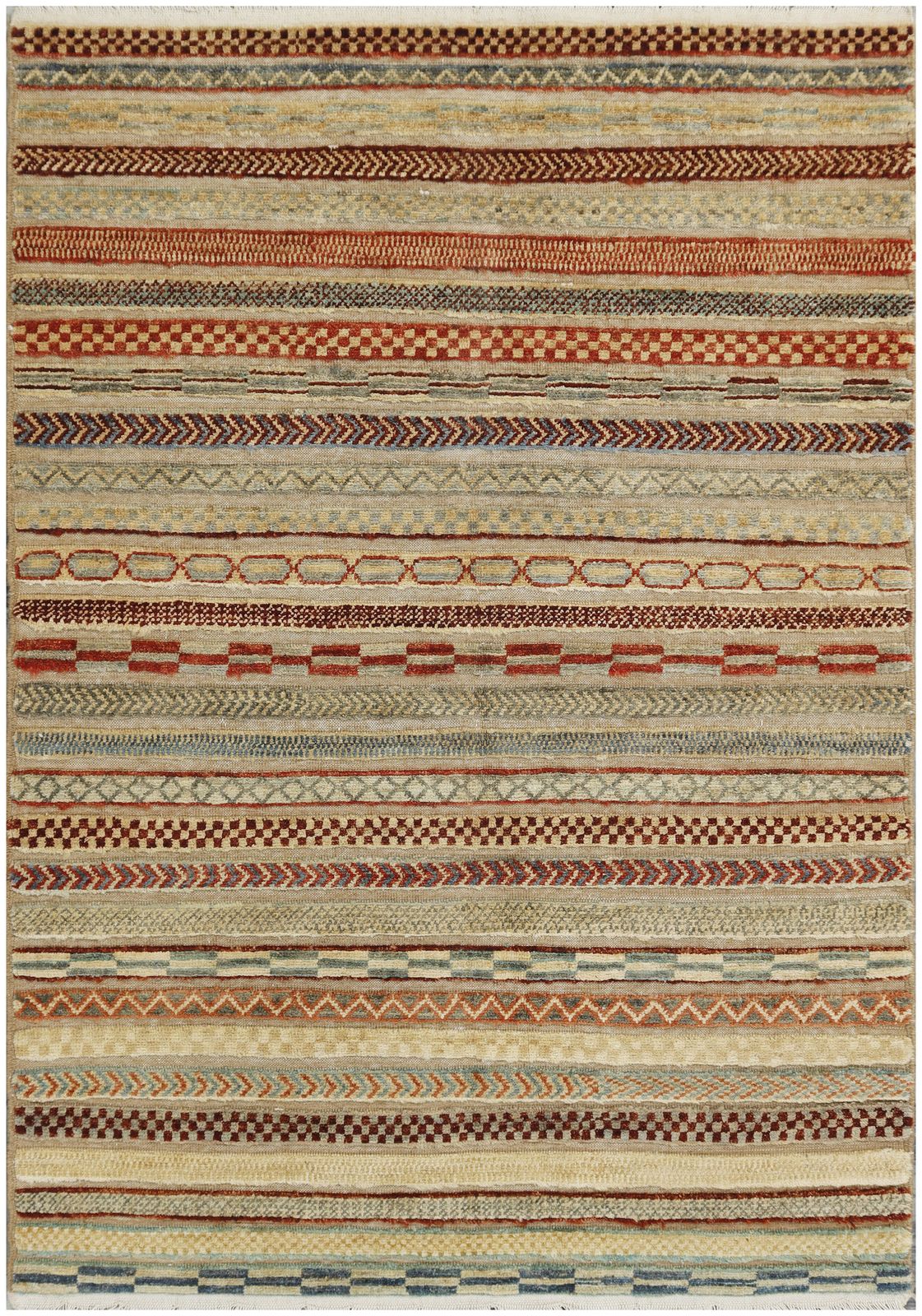 Fine Khorjin Hand Knotted Wool Tribal Geometric Area Rug