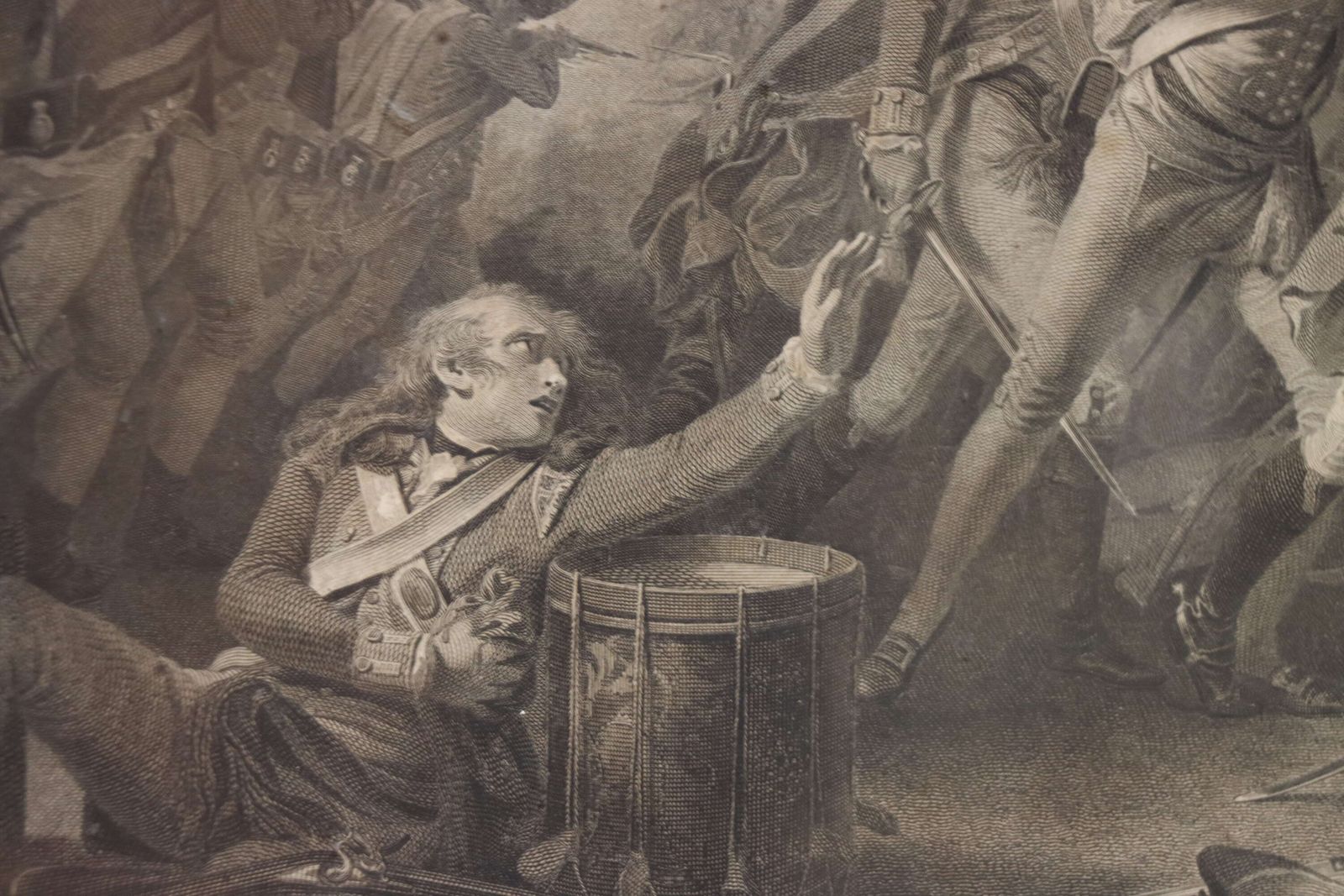 Fine Engraving After Copley – The Death Of Major Pierson, Jersey 1781 photo vintage